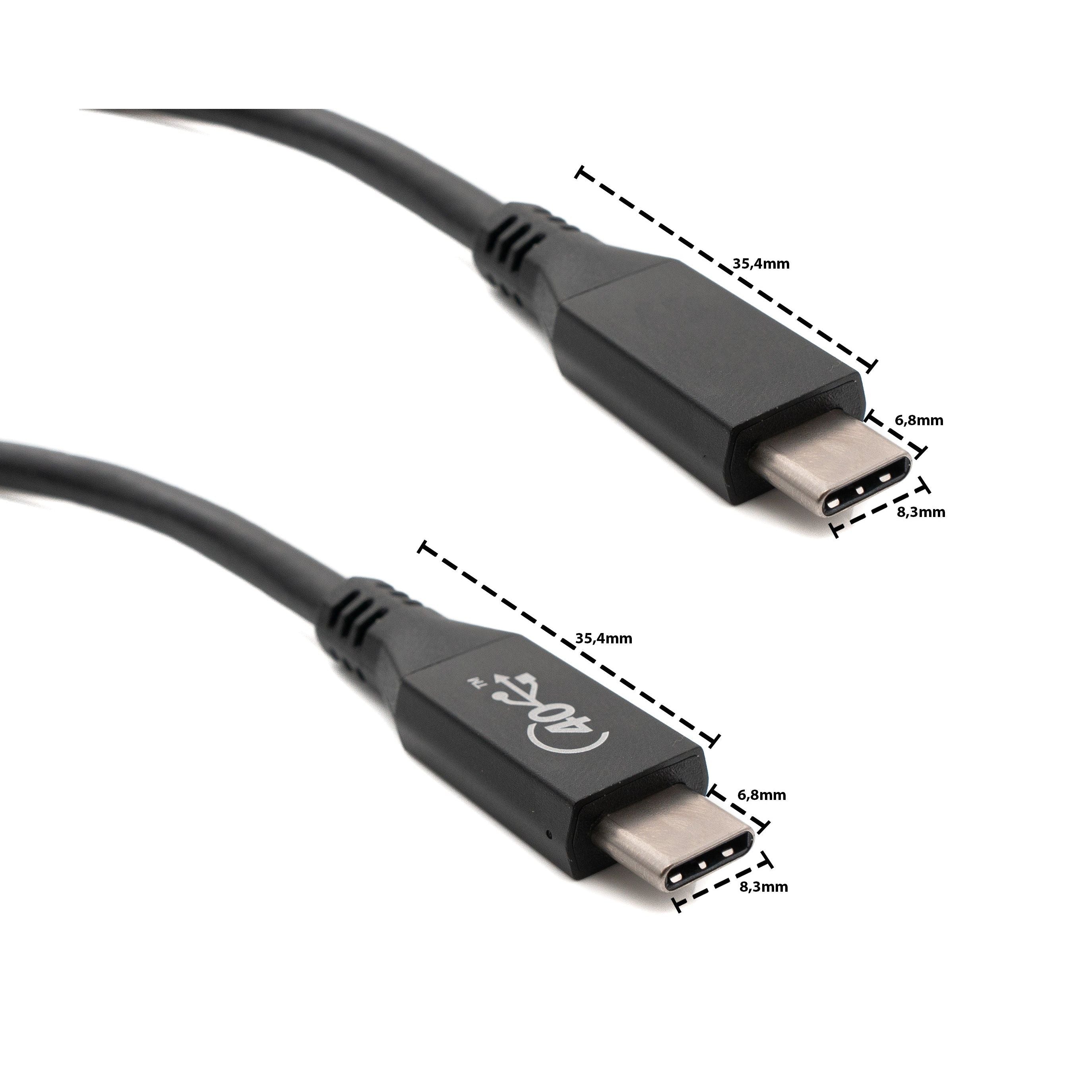 SYSTEM-S USB4 USB Kabel 100 cm Typ C Stecker zu Stecker 40 Gbit/s USB 4.0  in Schwarz