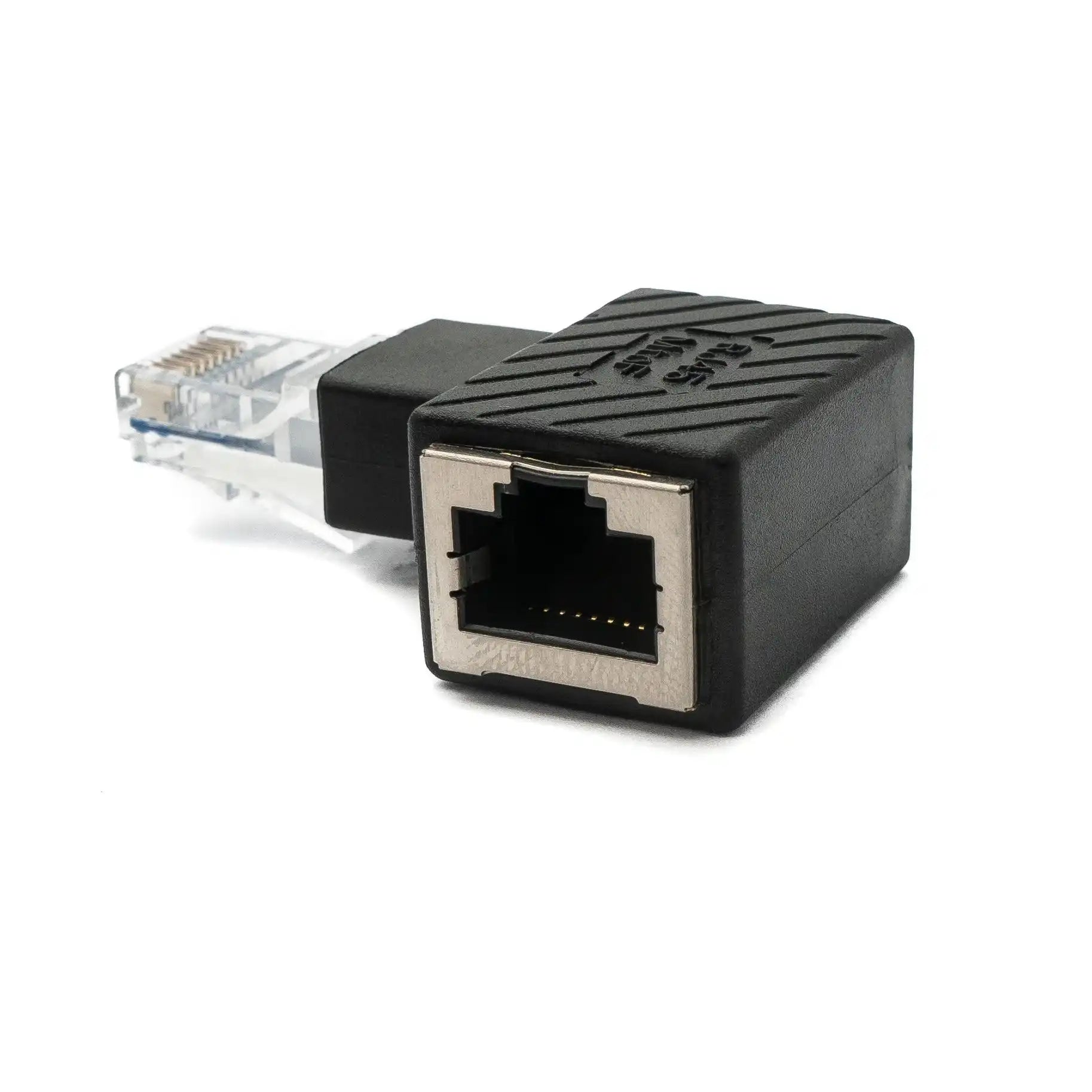 LAN Adapter RJ45 Stecker Zu Buchse Winkel Ethernetadapter 1000MBit Schwarz Linksgewinkelt