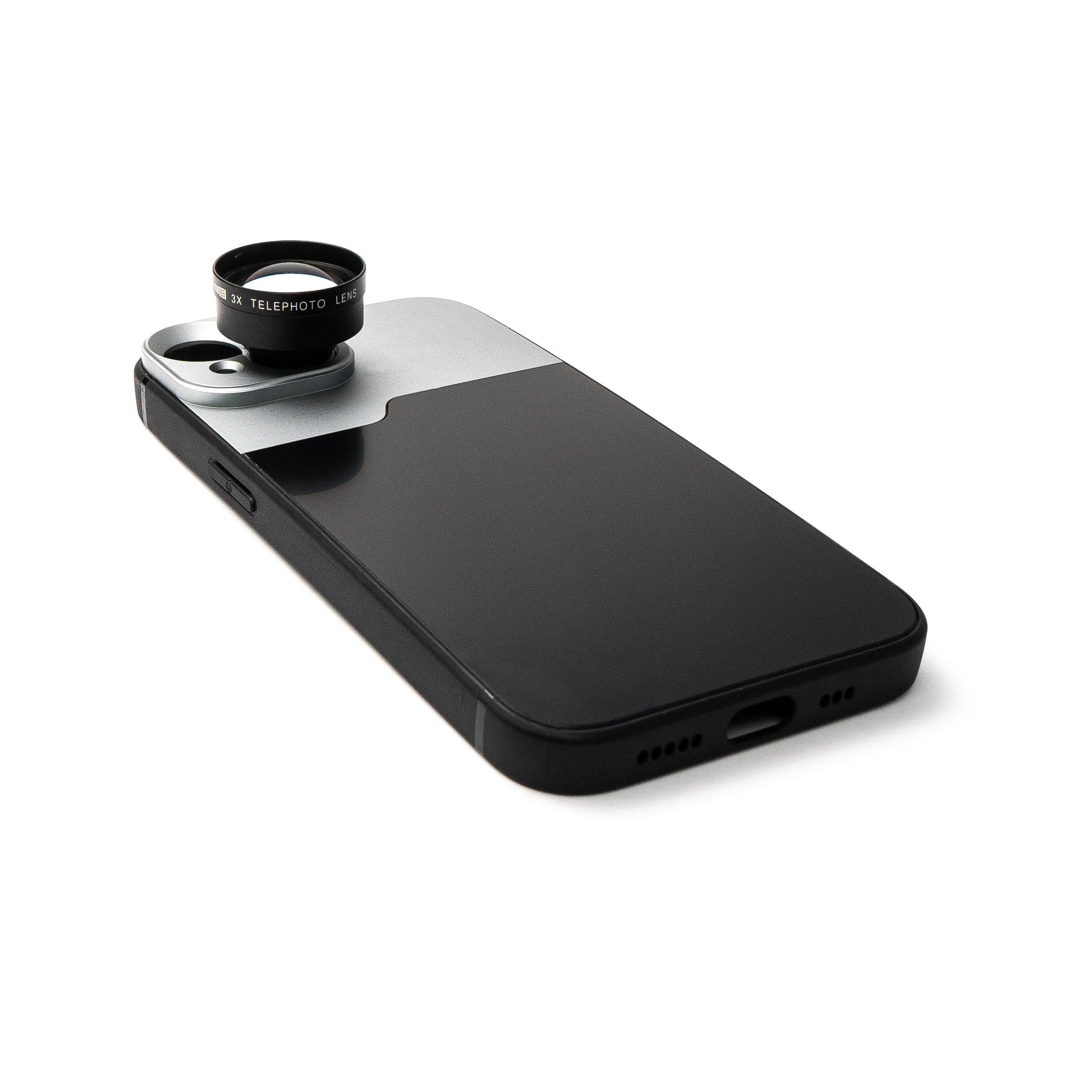 SYSTEM-S Zoom Linse 3x Teleobjektiv Filter Mit Hülle Schwarz Für iPhone 13 Hochwertige Optik