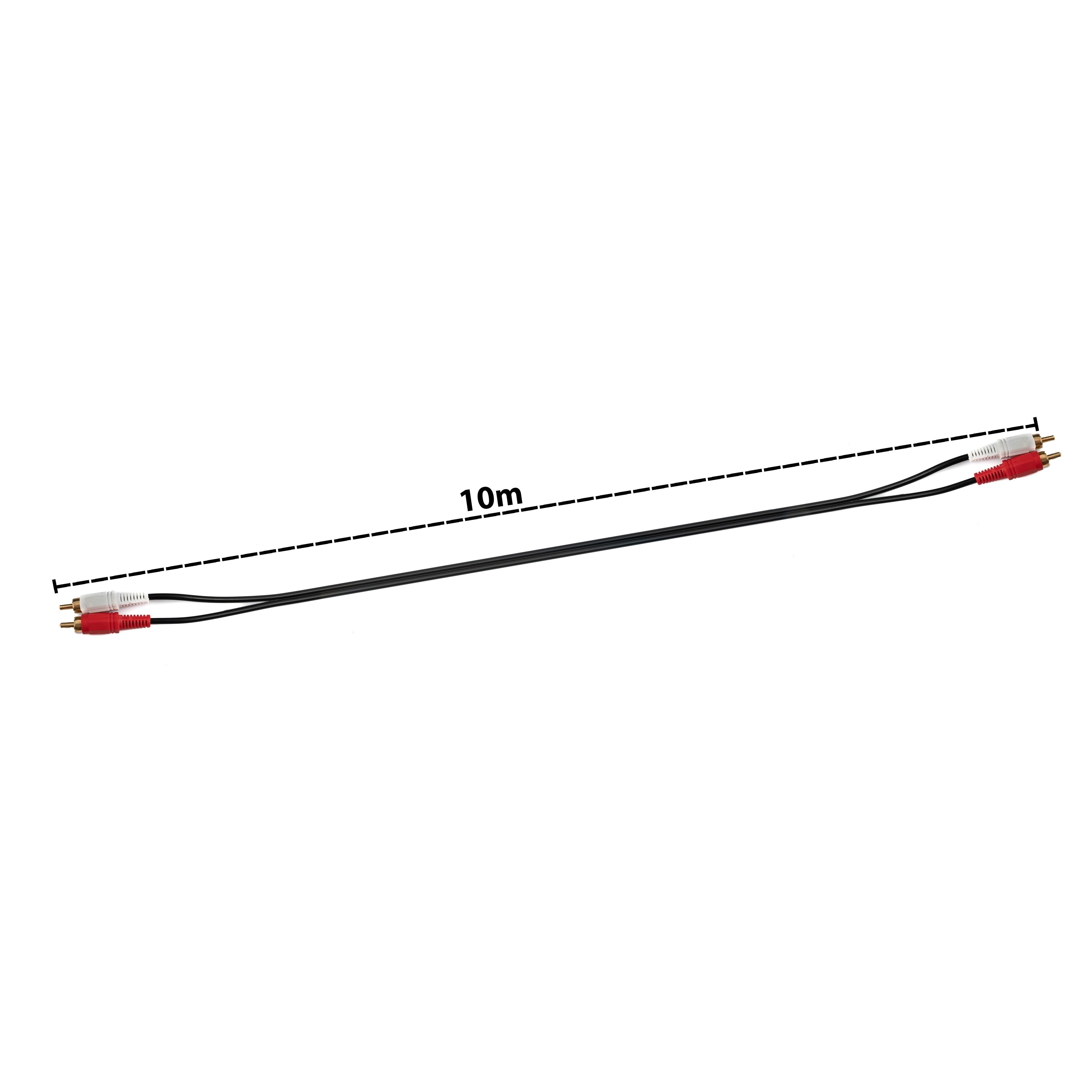 Cinch Kabel 2 RCA 10 m Schwarz Stereo AV Kabel Hochwertig Für Heimkino Und HiFi Anlagen