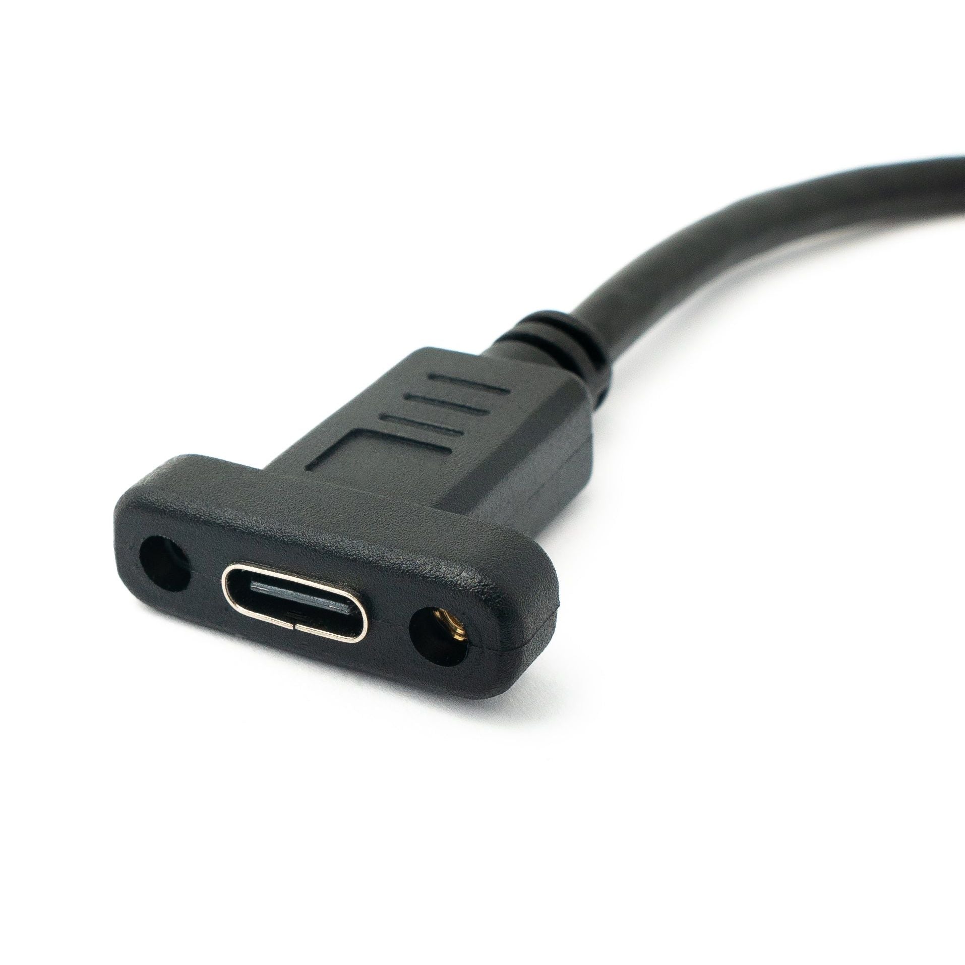 SYSTEM-S USB 3.1 Kabel 50 cm Typ C Winkelstecker Zu Panel-Mount Buchse Schwarz – Kompakte, Robuste USB-C Verbindung