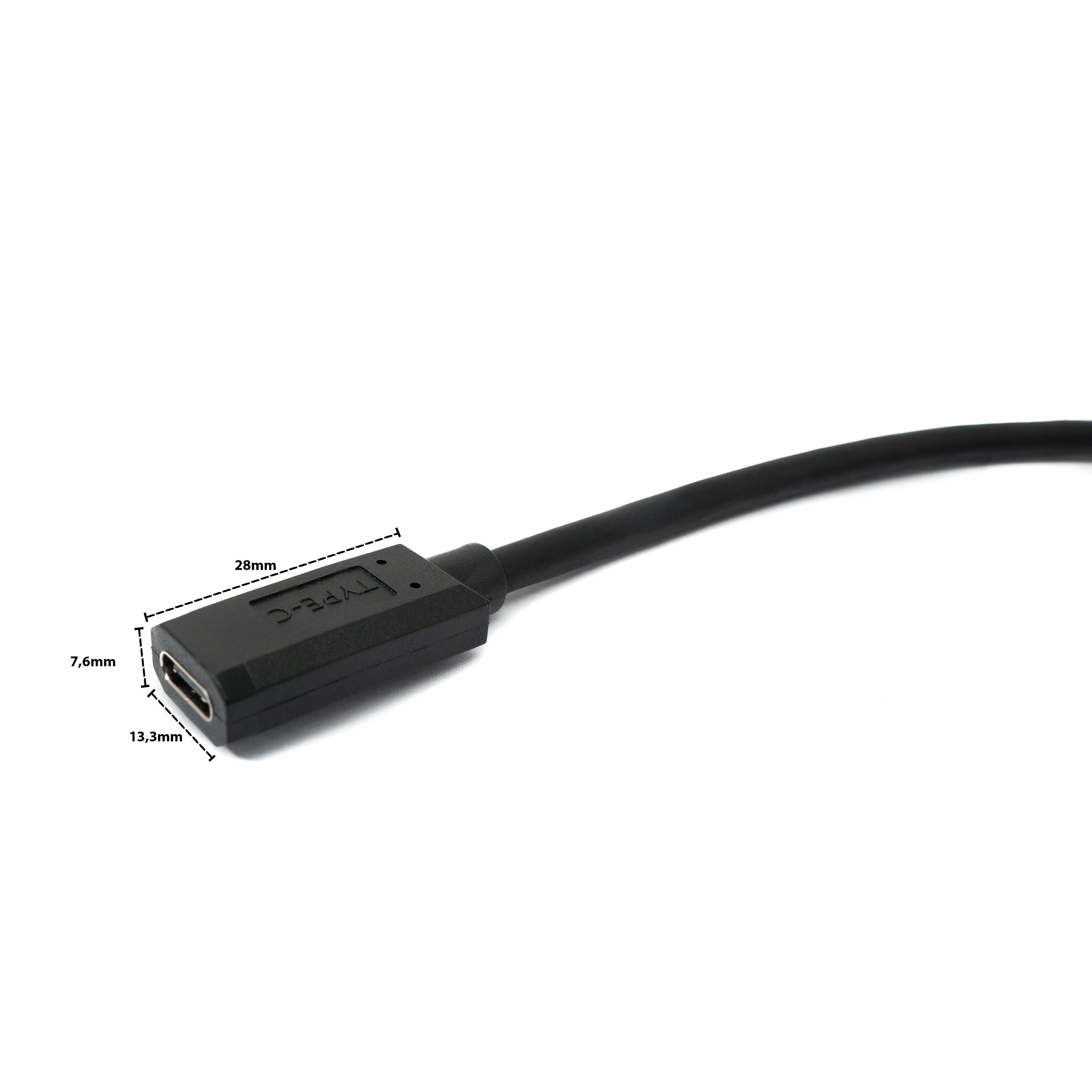 SYSTEM-S USB 3.1 Gen 2 Kabel 1,8 m Typ C Winkelstecker zu Buchse Schwarz Vielseitige Verbindung