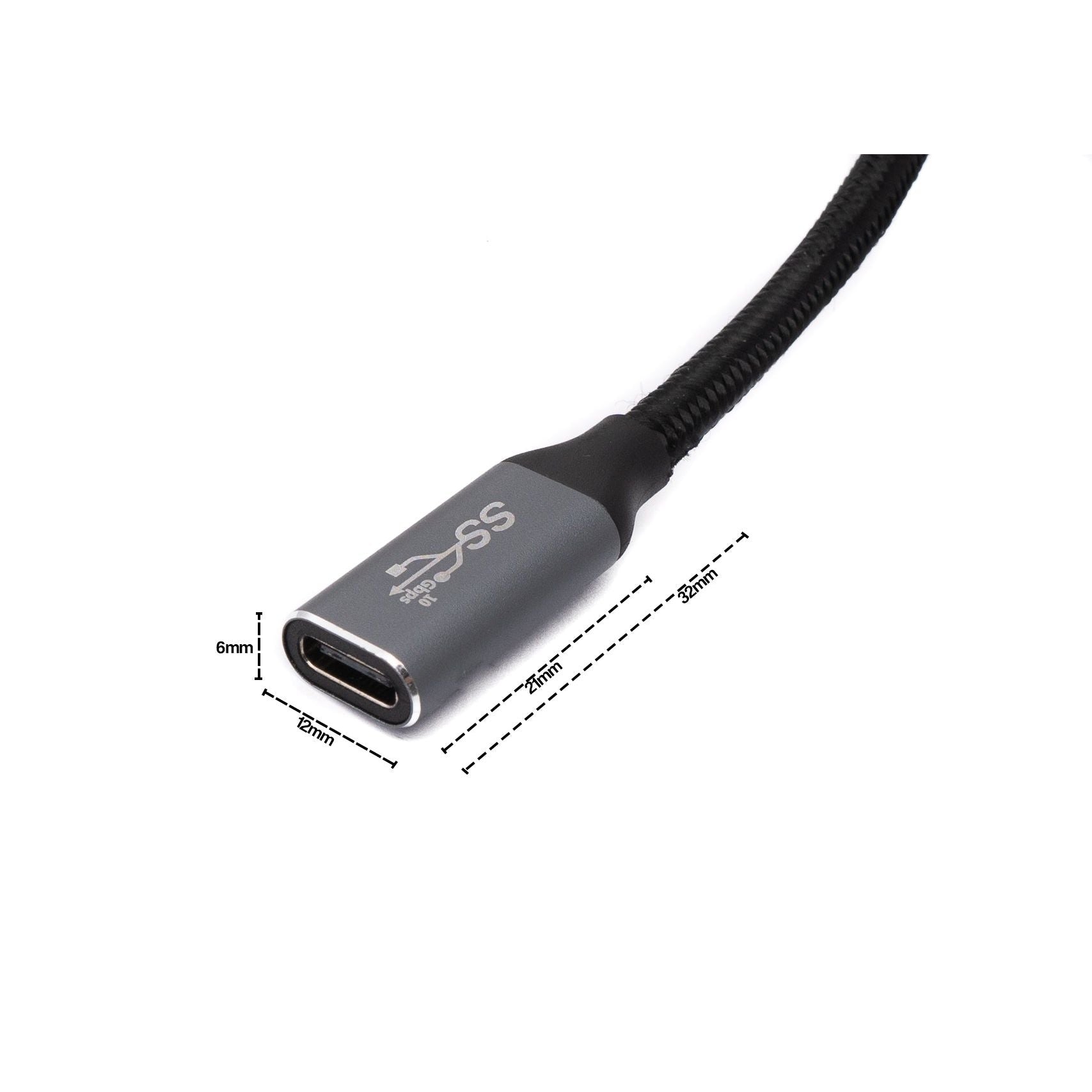 SYSTEM-S USB C Kabel 3.1 Gen 2 100W Geflochten Schwarz 100 cm Typ C Stecker Zu Buchse