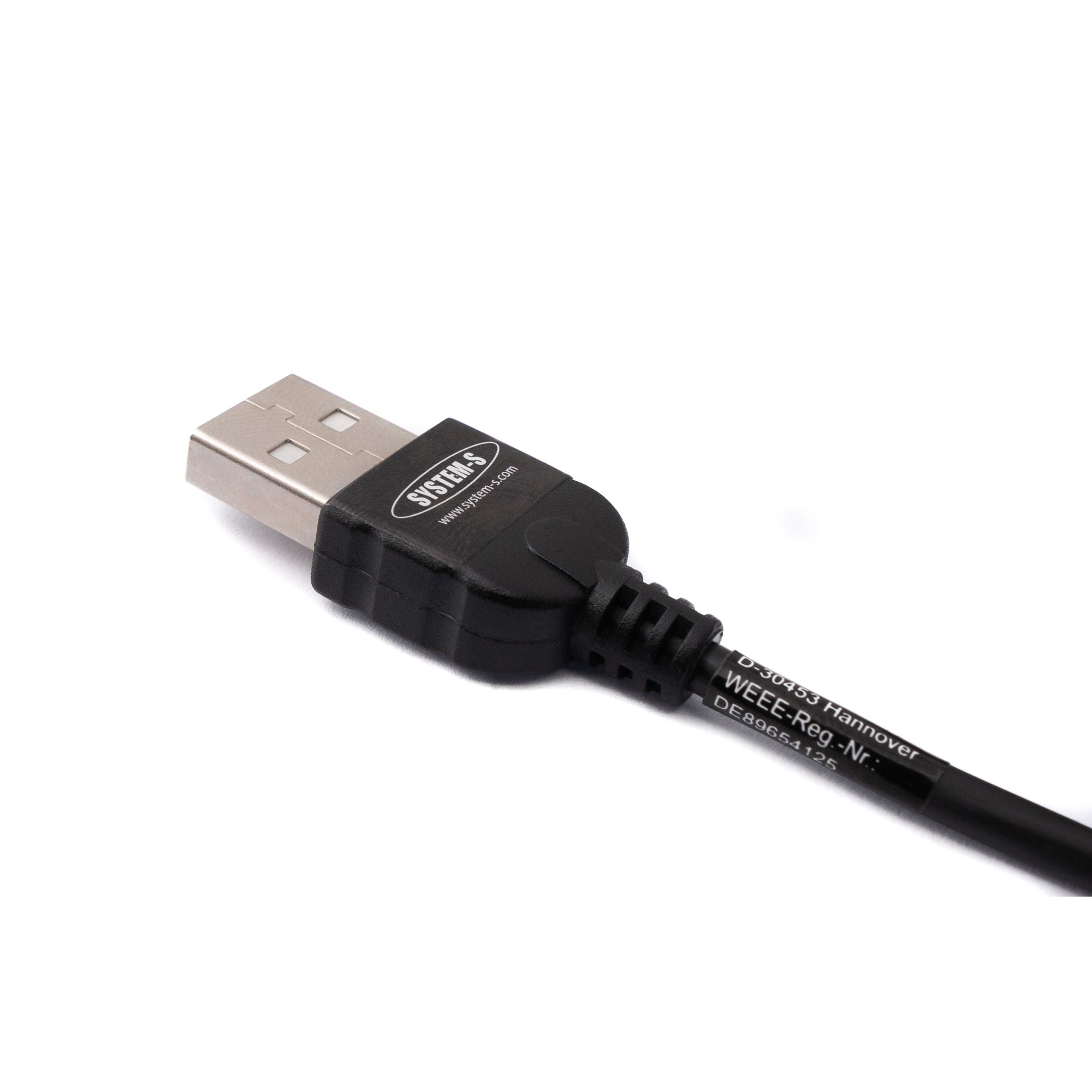 System-S USB 2.0 Kabel Typ A Zu Micro B Spirale Winkel Schwarz Lange 200 cm Flexibles Spiralkabel