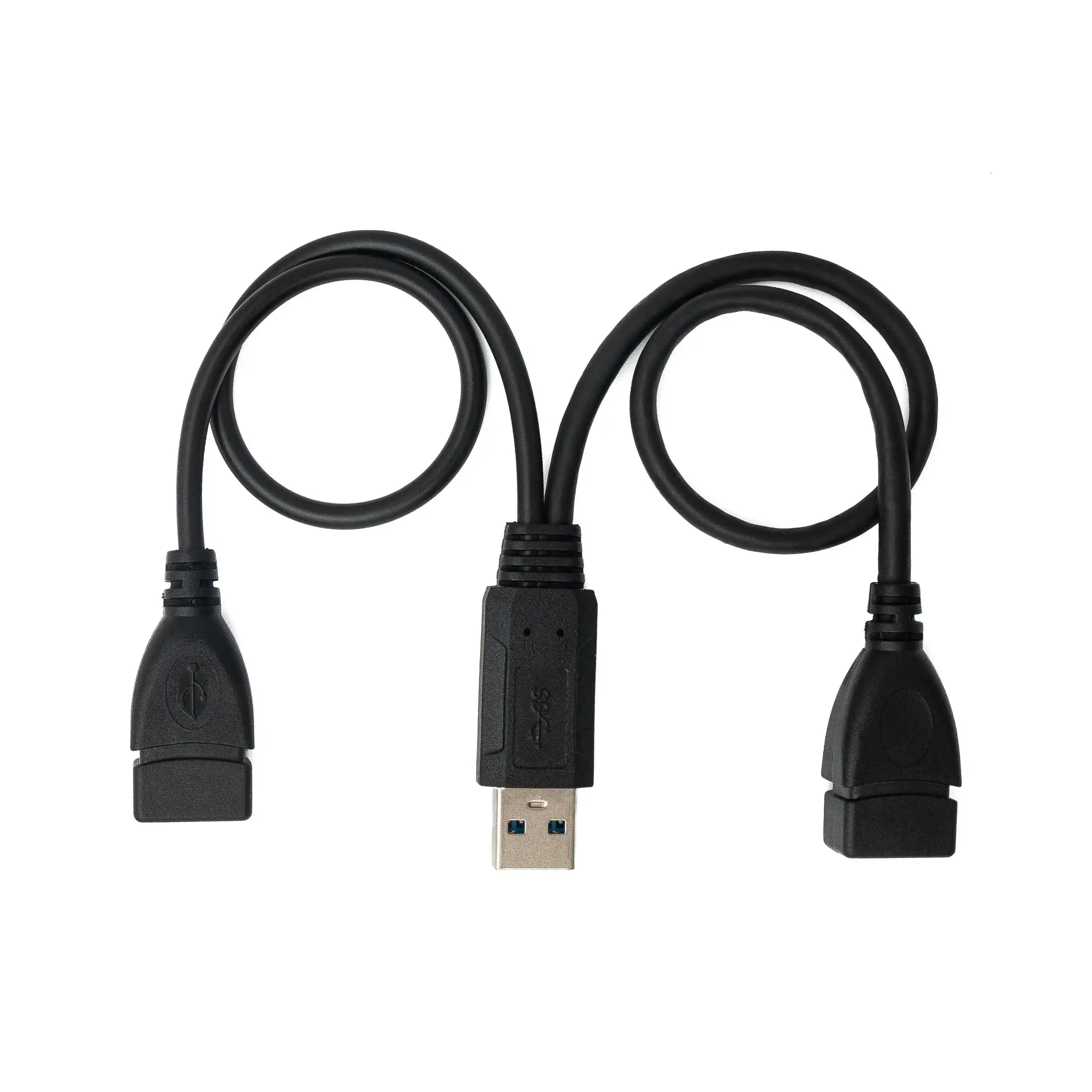 SYSTEM-S USB 3.0 Kabel 30cm Typ A & 2.0 Typ A Buchse zu 3.0 Typ A Stecker Schwarz