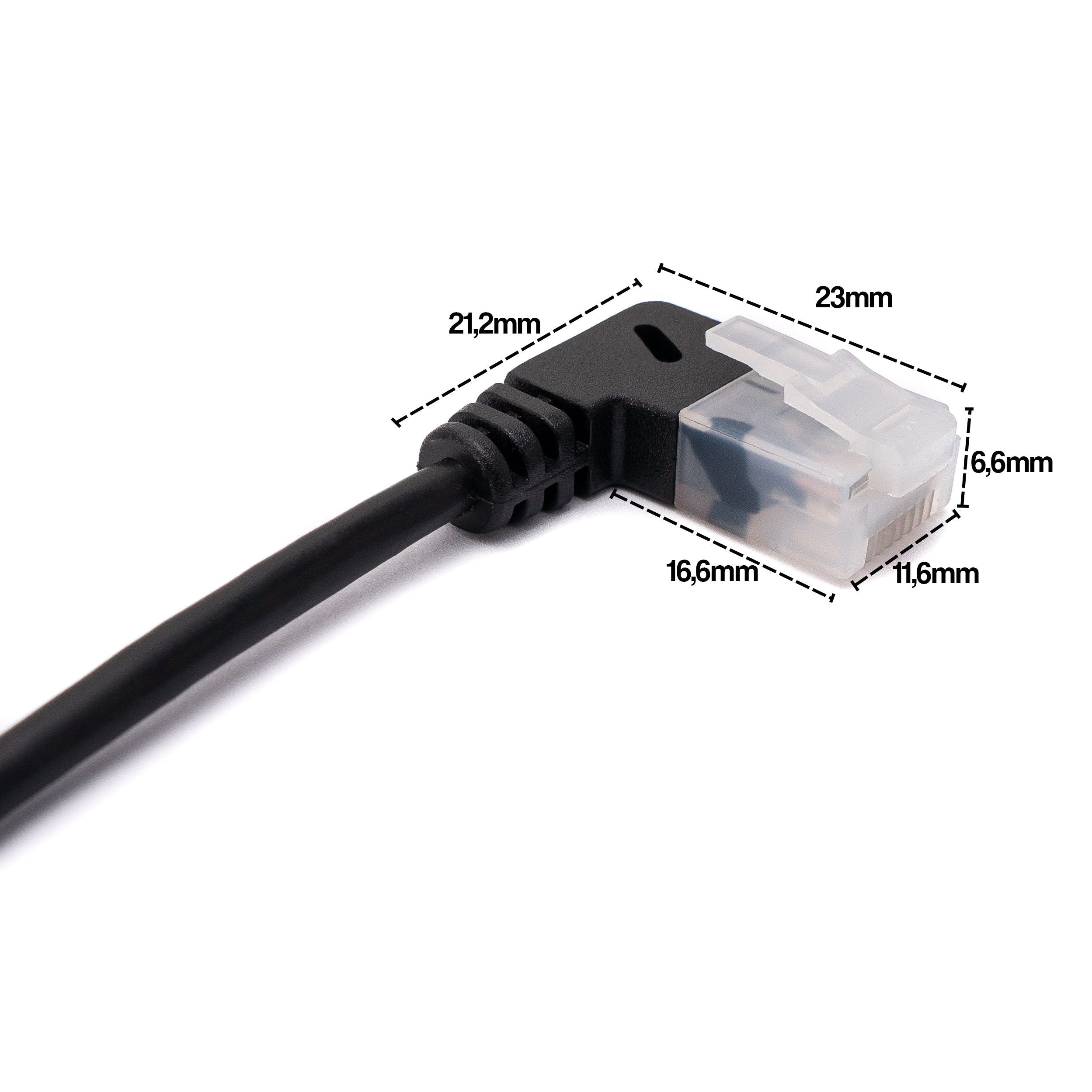 SYSTEM-S LAN Kabel 25 cm RJ45 8P8C STP Cat6 Stecker zu Stecker Winkel Schwarz