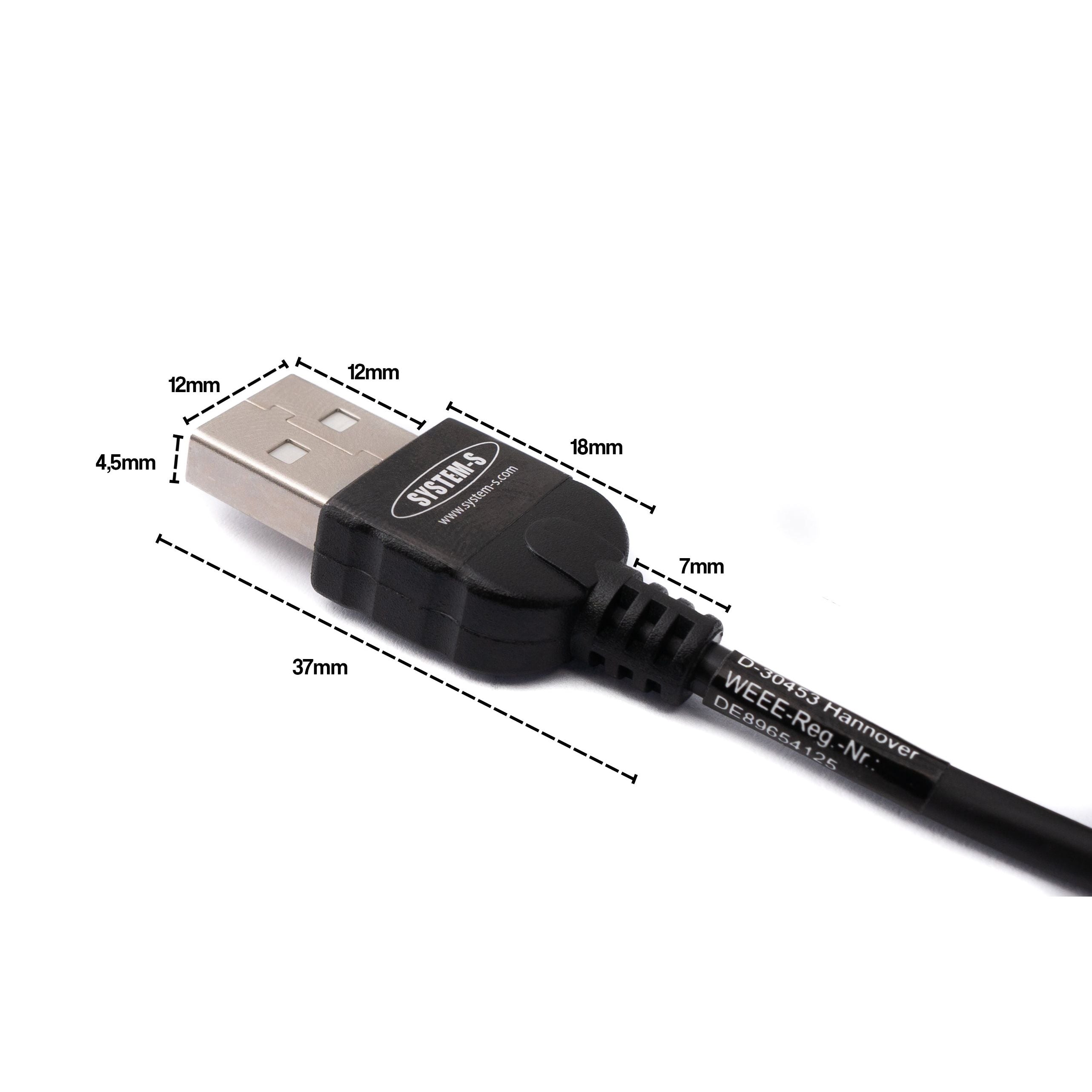 System-S USB 2.0 Kabel Typ A Zu Micro B Spirale Winkel Schwarz Lange 200 cm Flexibles Spiralkabel