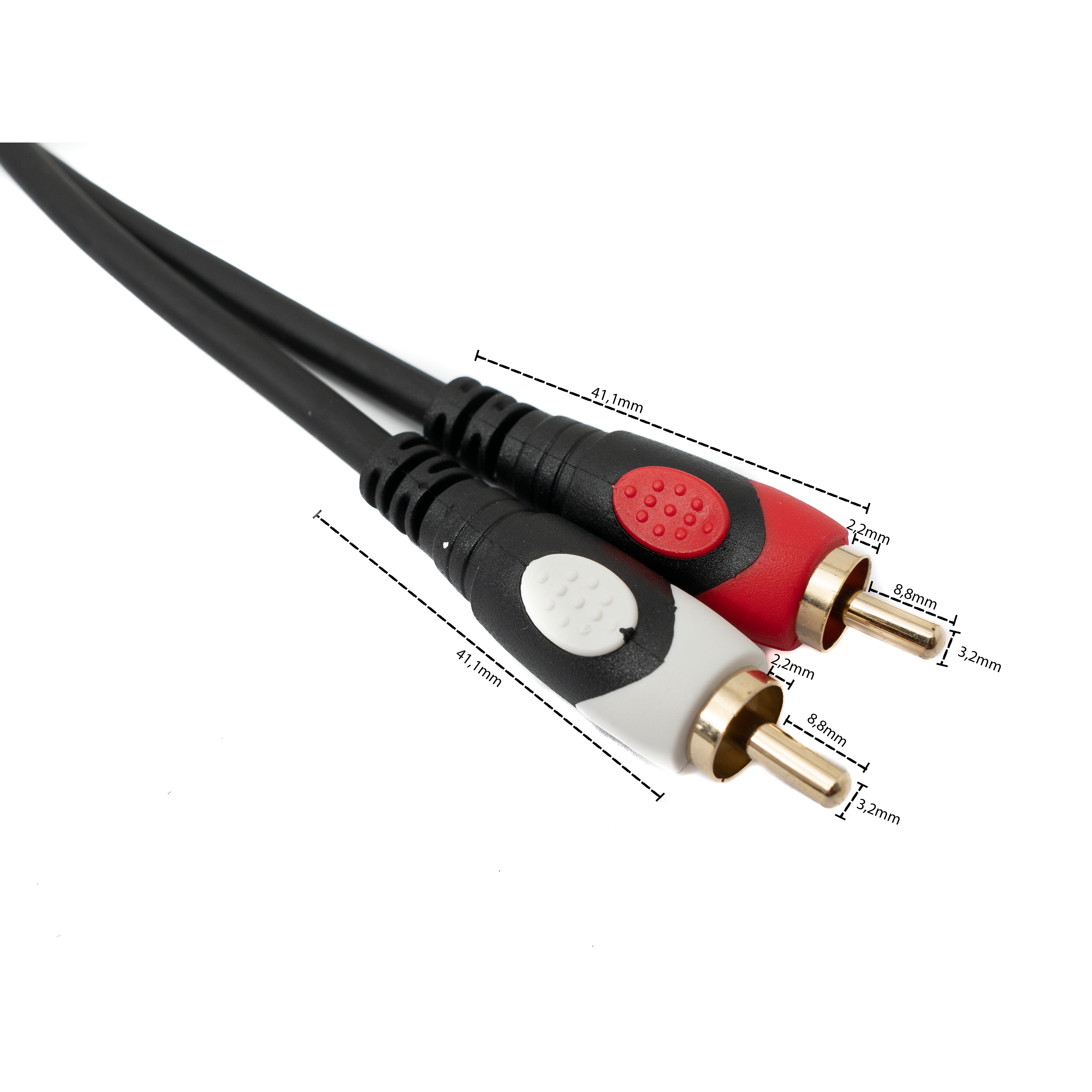 Cinch 2 RCA Kabel 3 Meter Stecker Zu Stecker Schwarz Für Stereo Audio Video Anwendungen