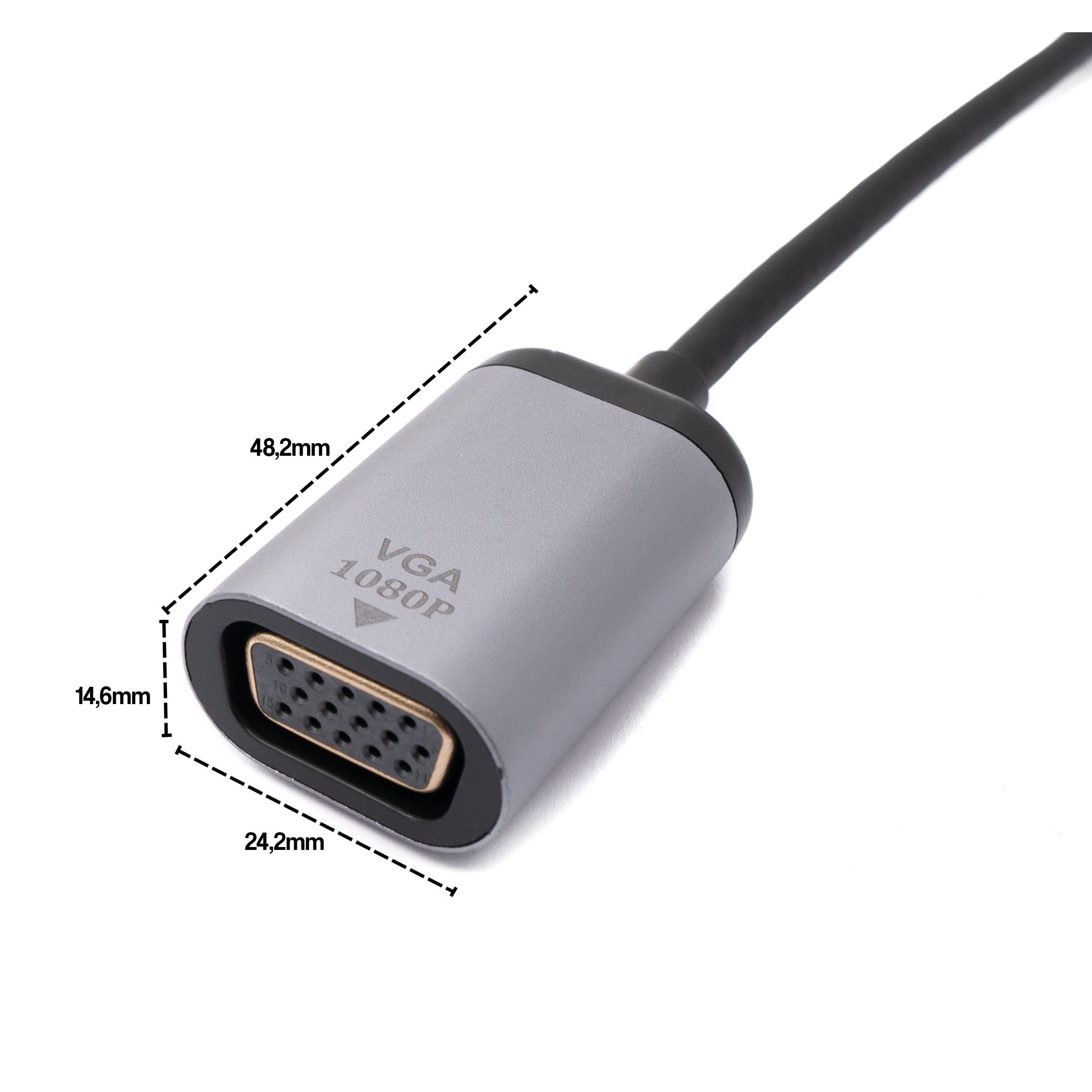 Systemhaus Zakaria VGA Kabel Adapter 20 cm Von VGA Buchse Zu USB C Stecker Grau 1080p