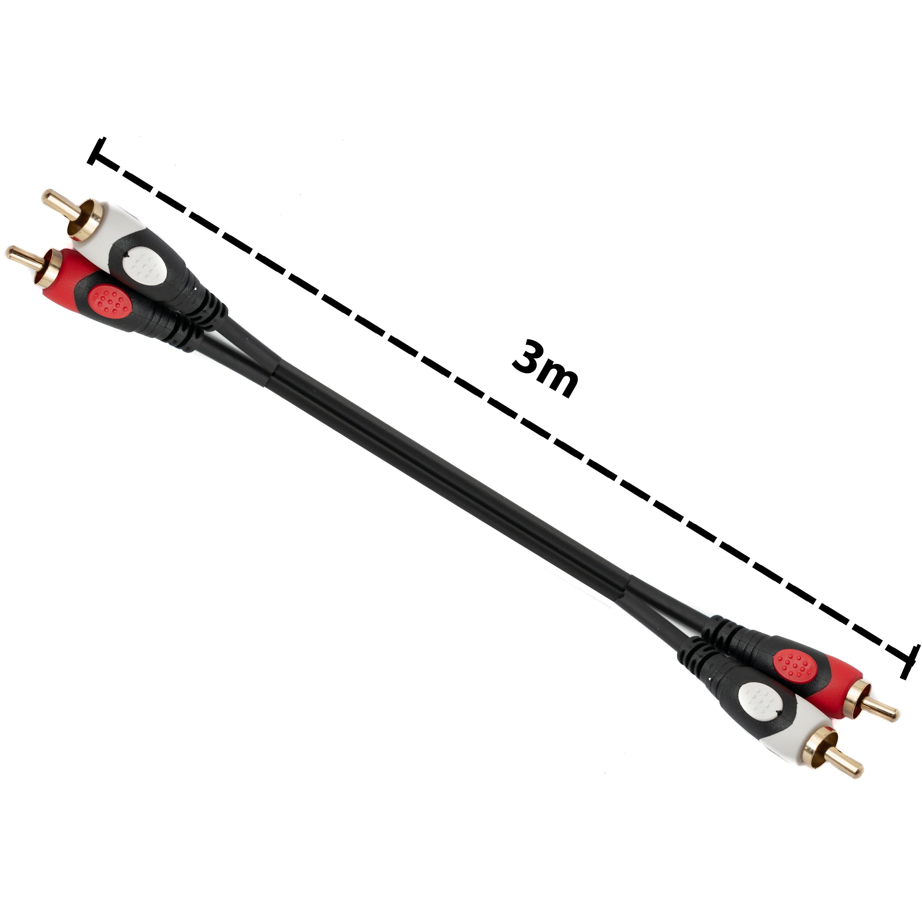 Cinch 2 RCA Kabel 3 Meter Stecker Zu Stecker Schwarz Für Stereo Audio Video Anwendungen