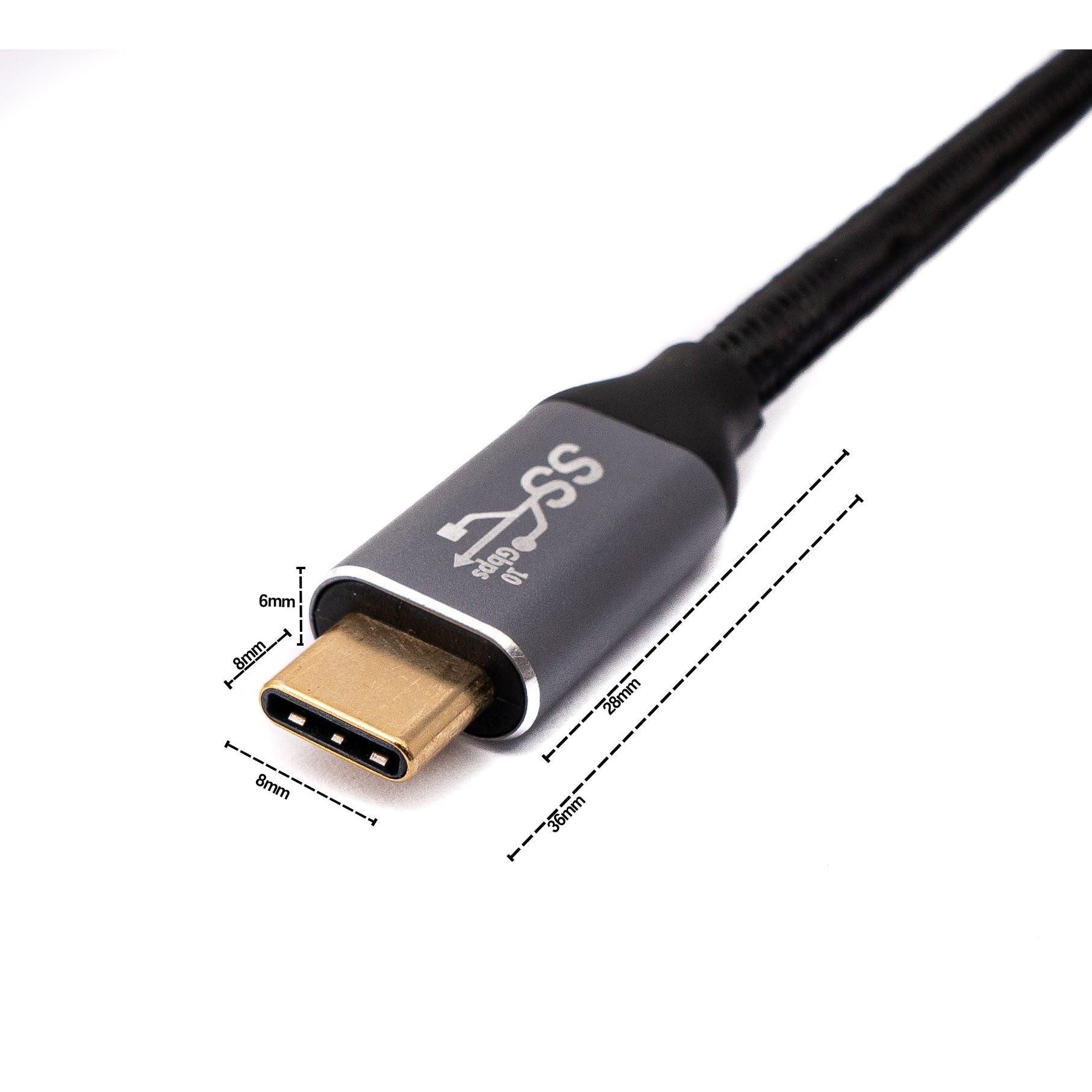 SYSTEM-S USB C Kabel 3.1 Gen 2 100W Geflochten Schwarz 100 cm Typ C Stecker Zu Buchse