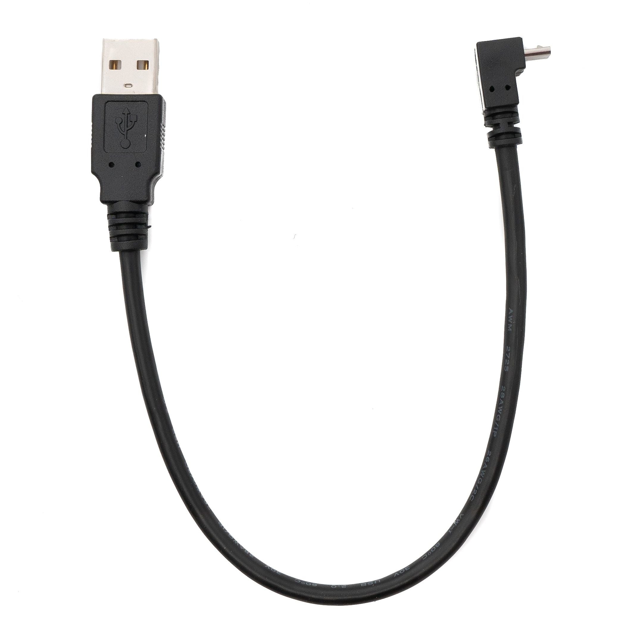 SystemS USB 2.0 Kabel Typ A Zu Micro B Winkel 25 cm Schwarz Datenübertragung Und Laden