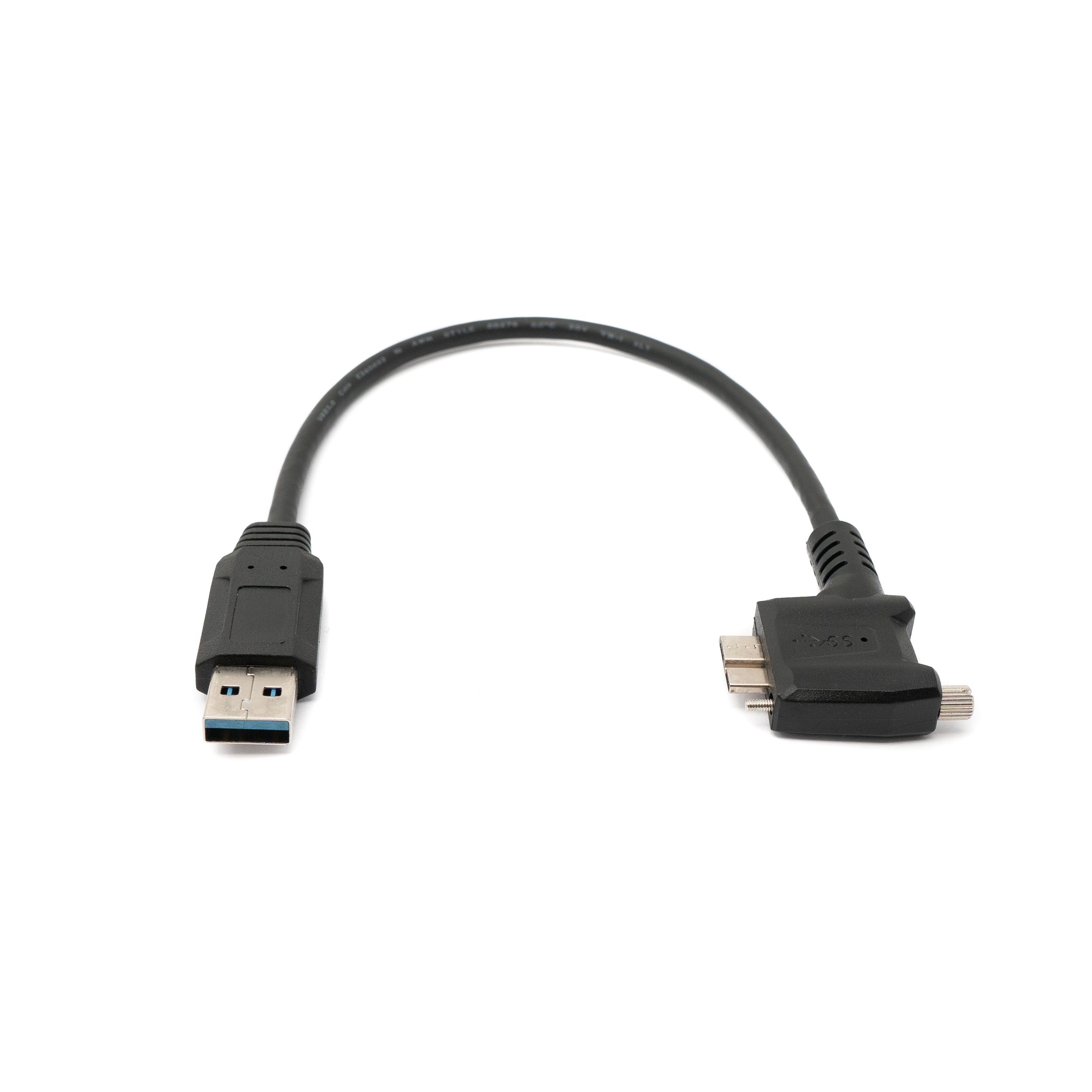 SystemS USB 3.0 Kabel 30 Cm Micro B Auf USB A Winkel Stecker Rechtwinklig Schwarz Lade Und Datenkabel