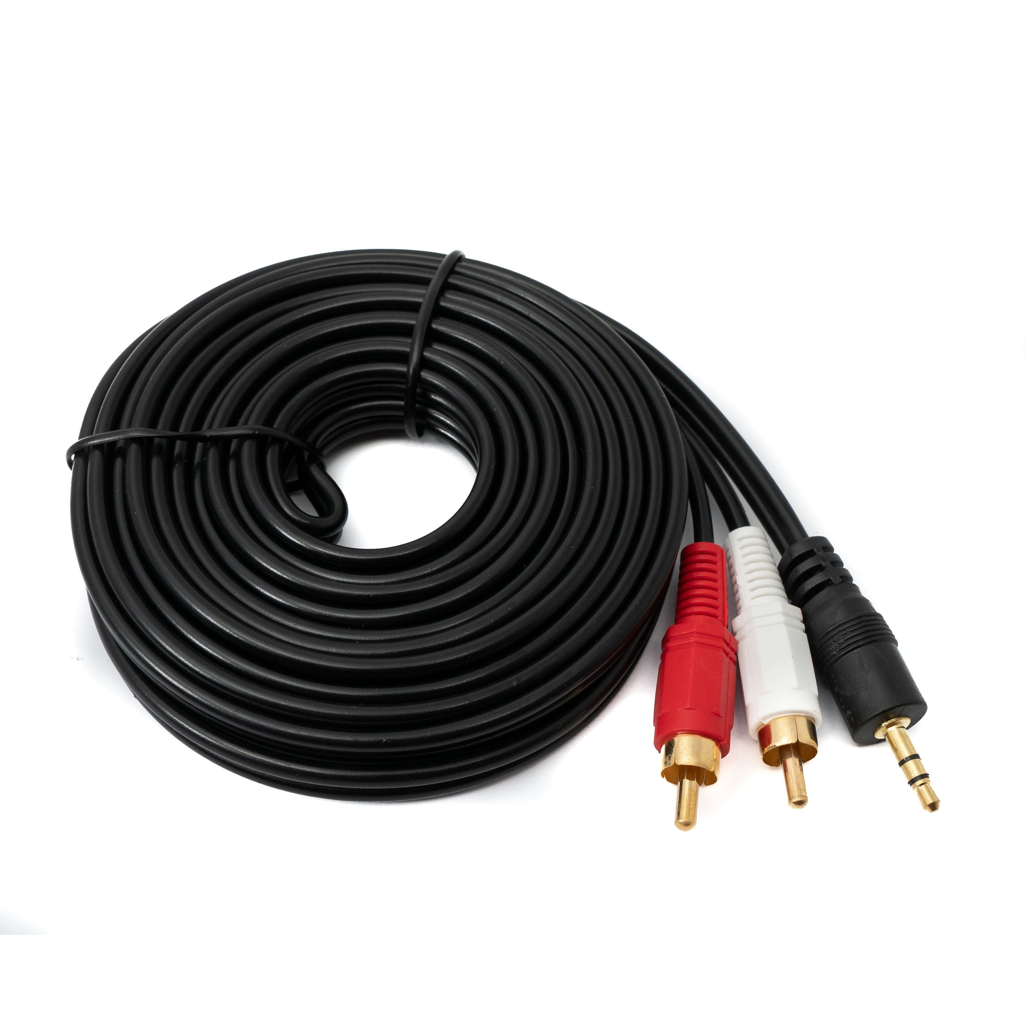 System-S Cinch 2 RCA Kabel 5 m Von Cinch Zu 3,5 mm Klinke - Goldkontaktstecker Für Klaren Stereo Sound