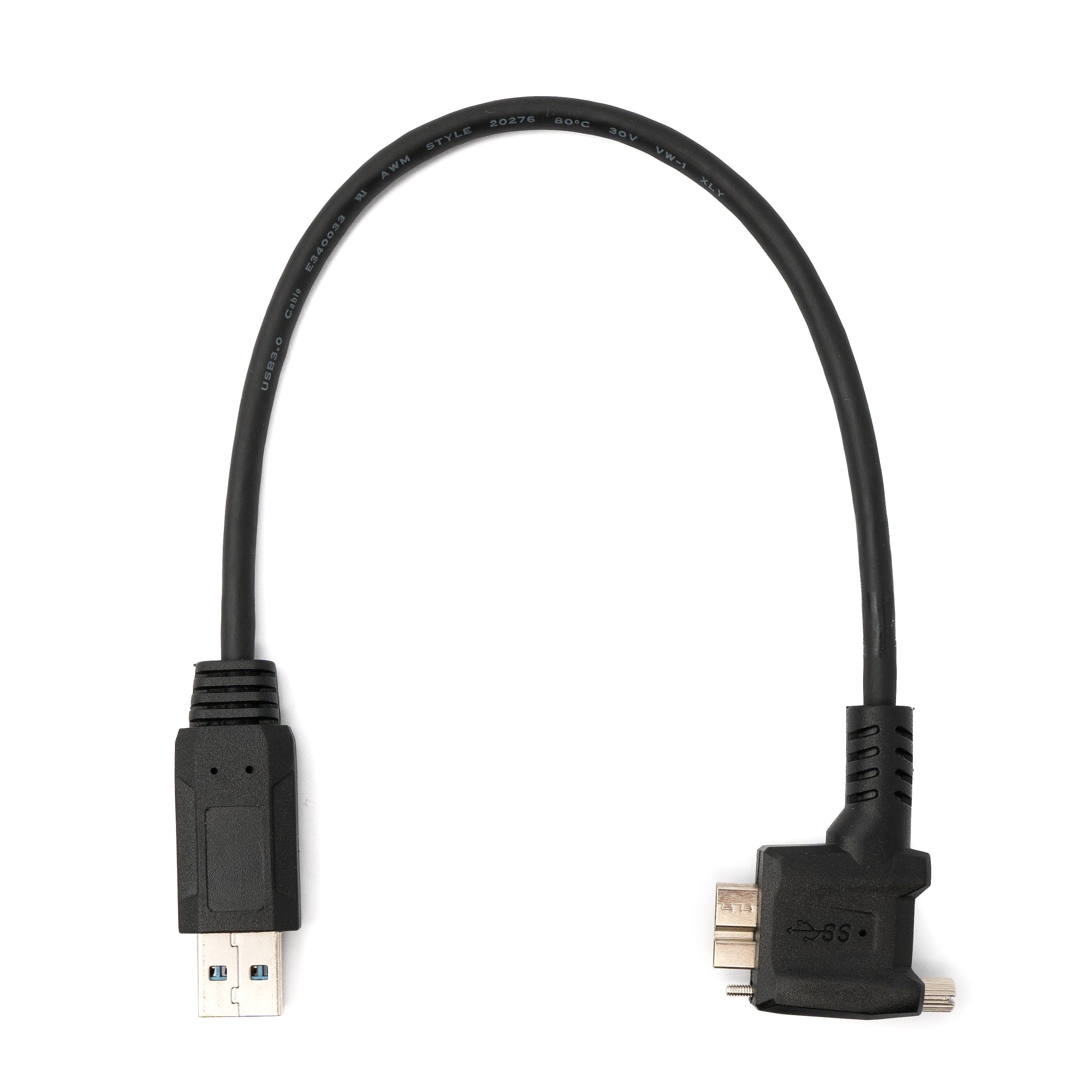 SystemS USB 3.0 Kabel 30 Cm Micro B Auf USB A Winkel Stecker Rechtwinklig Schwarz Lade Und Datenkabel