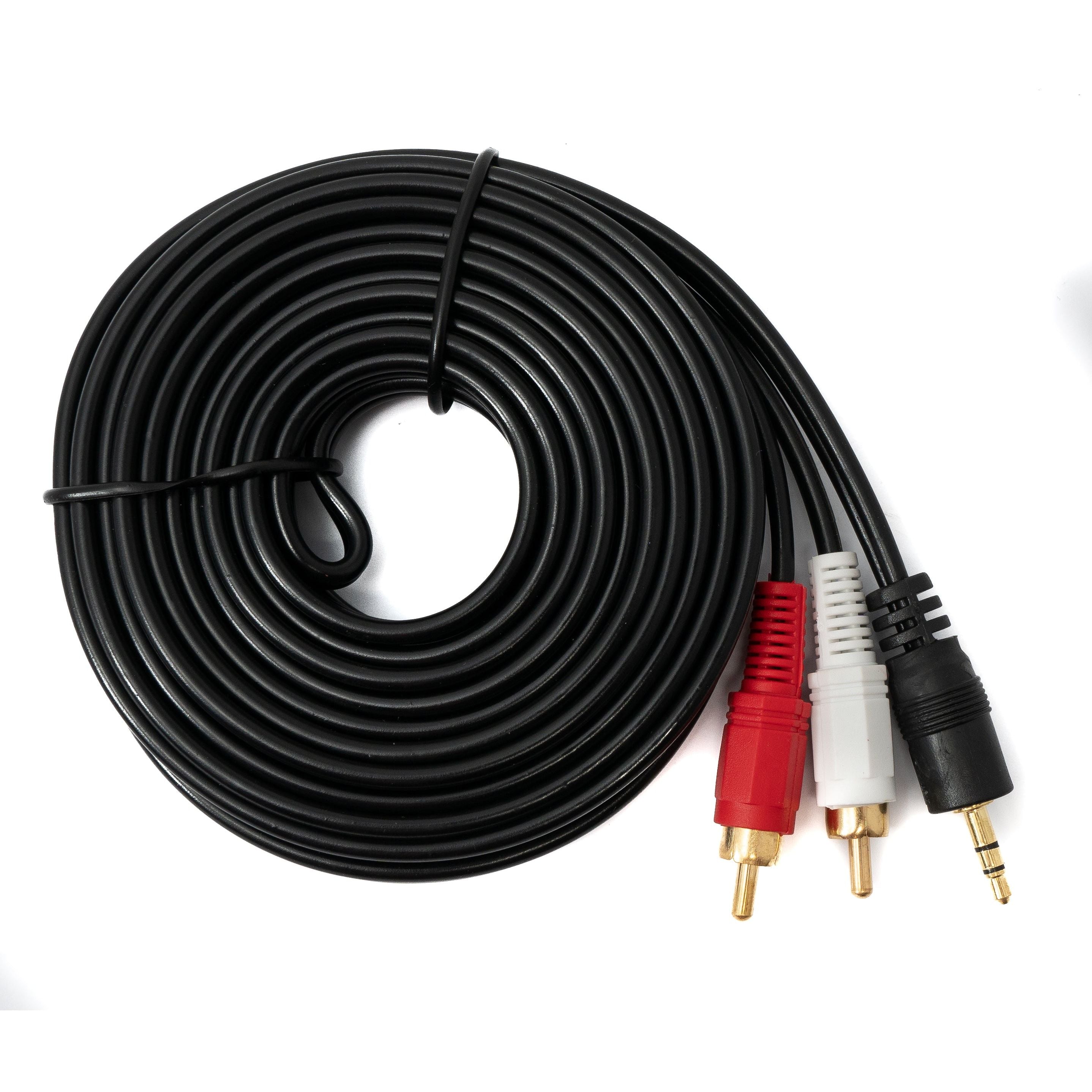 System-S Cinch 2 RCA Kabel 5 m Von Cinch Zu 3,5 mm Klinke - Goldkontaktstecker Für Klaren Stereo Sound