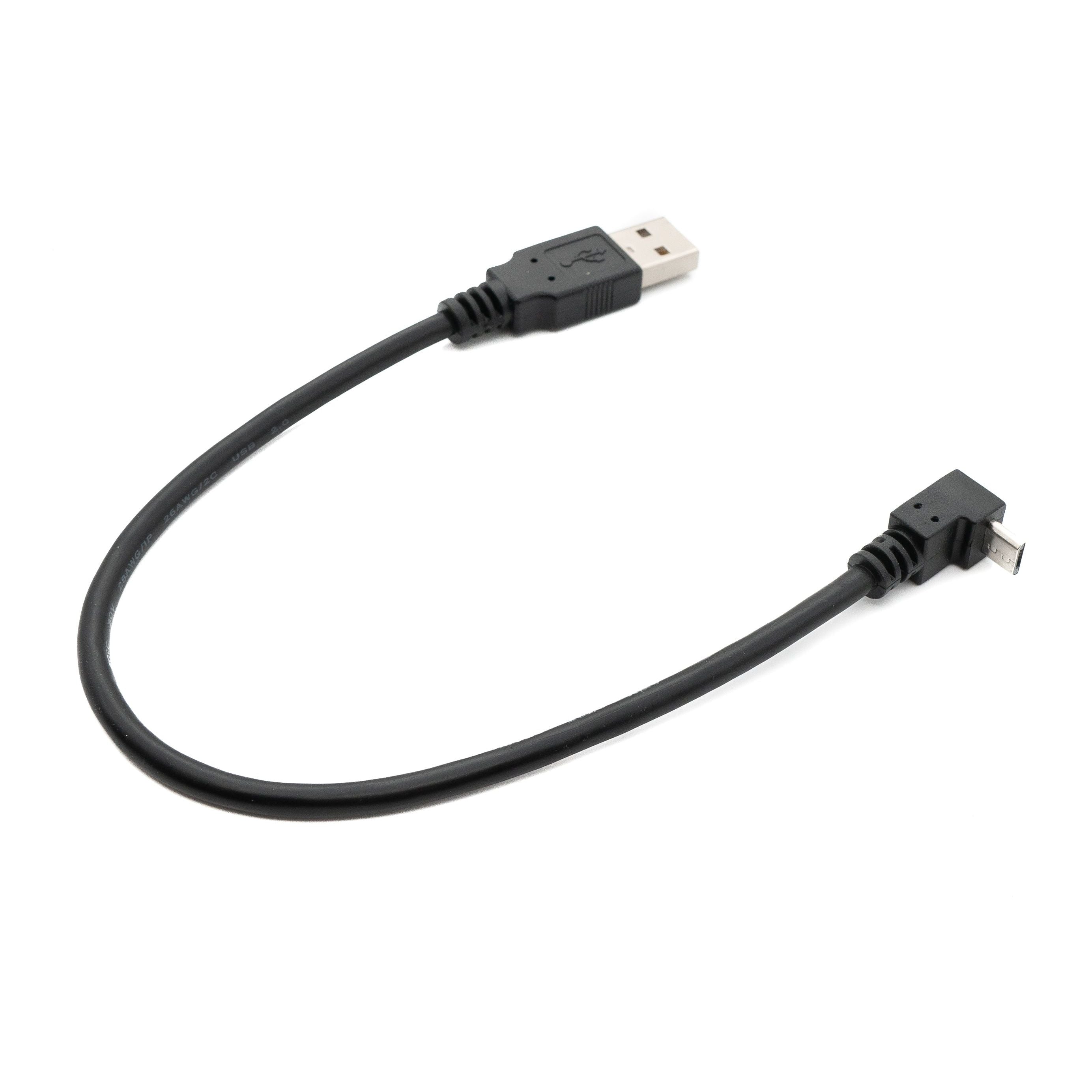 SystemS USB 2.0 Kabel Typ A Zu Micro B Winkel 25 cm Schwarz Datenübertragung Und Laden