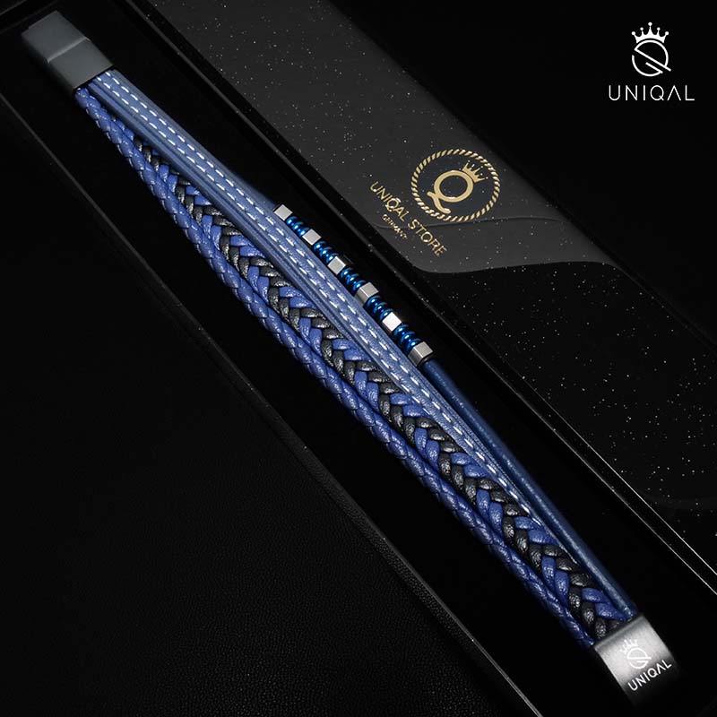 Blue Brics Armband Leder Edelstahl Gravur Am Verschluss Gratis Luxus Etui Inklusive Größen 19 21 23 cm