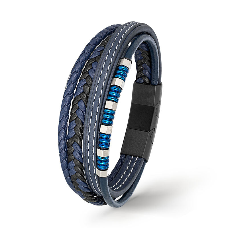 Blue Brics Armband Leder Edelstahl Gravur Am Verschluss Gratis Luxus Etui Inklusive Größen 19 21 23 cm