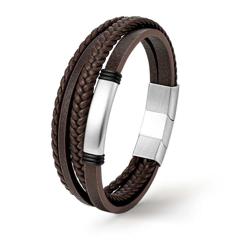 Brown Olive Unisex Rindsleder Armband Mit Gravur Größen 19 21 23 cm Braun Edelstahl Akzente Gratis Luxus Etui