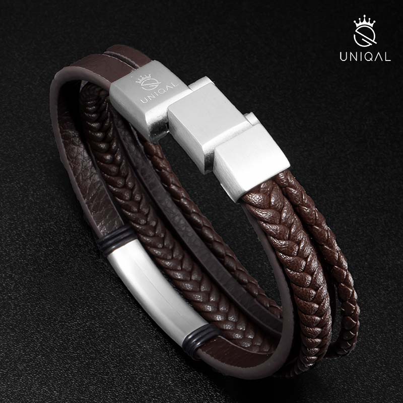 Brown Olive Unisex Rindsleder Armband Mit Gravur Größen 19 21 23 cm Braun Edelstahl Akzente Gratis Luxus Etui