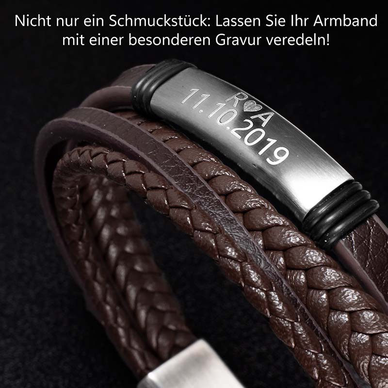 Brown Olive Unisex Rindsleder Armband Mit Gravur Größen 19 21 23 cm Braun Edelstahl Akzente Gratis Luxus Etui