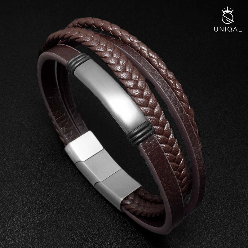 Brown Olive Unisex Rindsleder Armband Mit Gravur Größen 19 21 23 cm Braun Edelstahl Akzente Gratis Luxus Etui