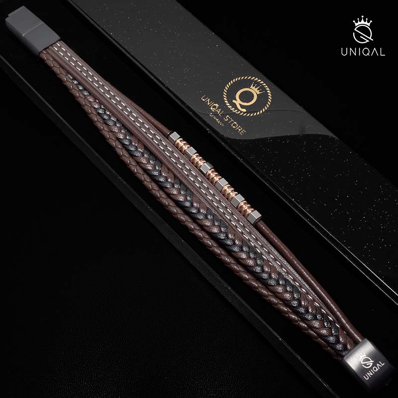 Brown Brics Armband Leder Und Edelstahl Gravur Am Verschluss Größen 19 21 23 Cm Kostenloses Luxus Etui