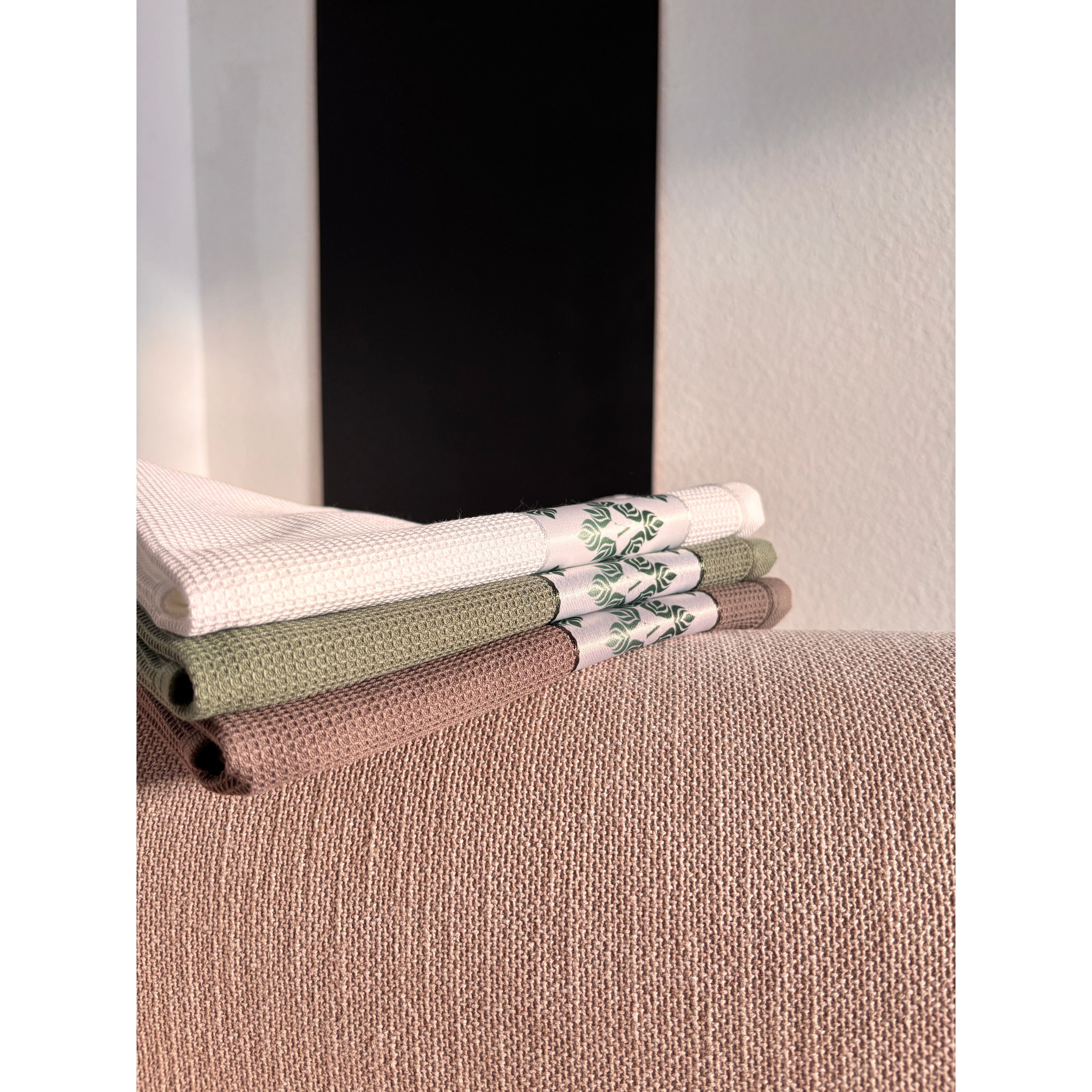 3 Farben Set - Waffel-Küchentücher - 100% Baumwolle - 50x70cm