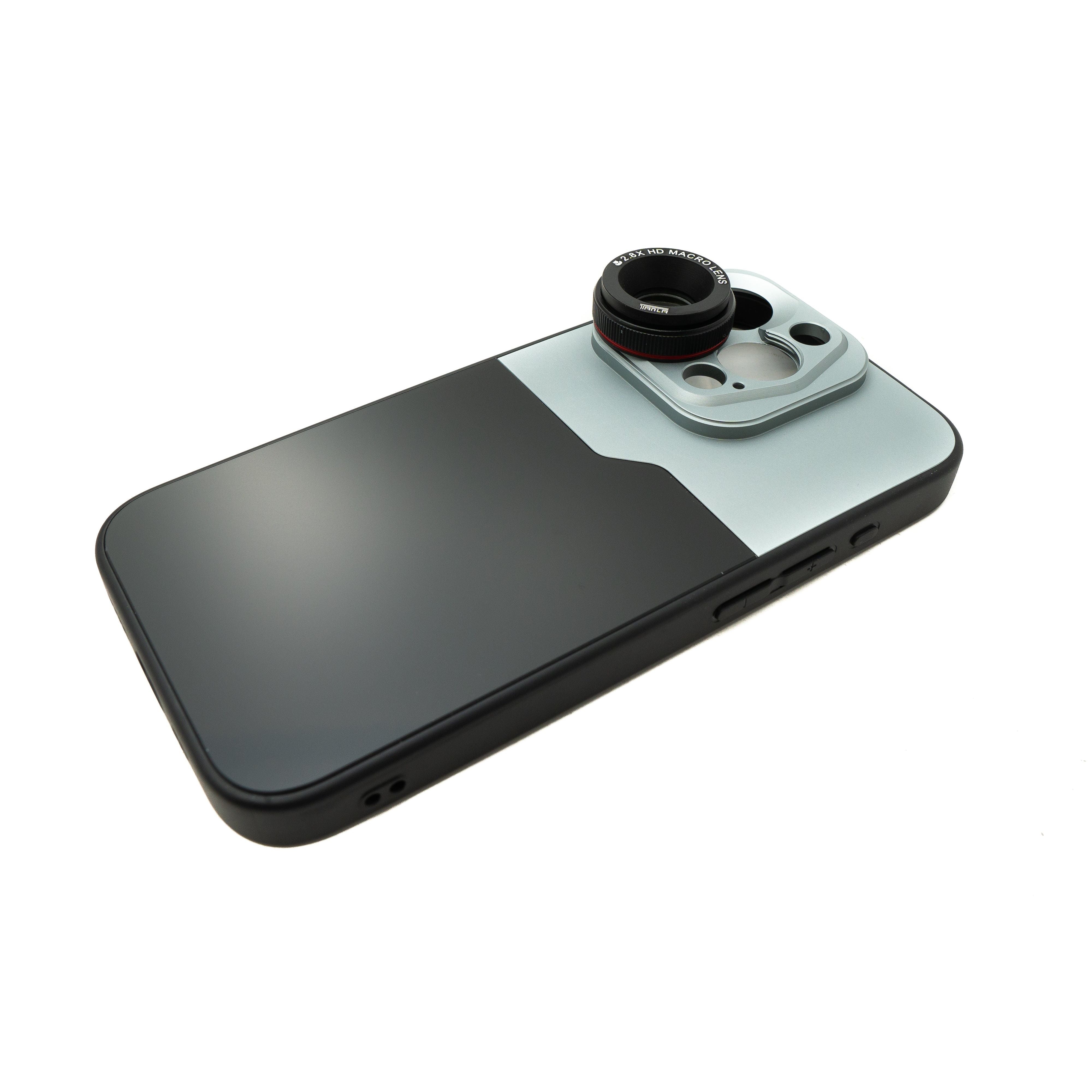 Makro Linse 2,8x 37 mm HD Filter Mit Hartschalenhülle Für iPhone 15 Pro Schwarz Grau