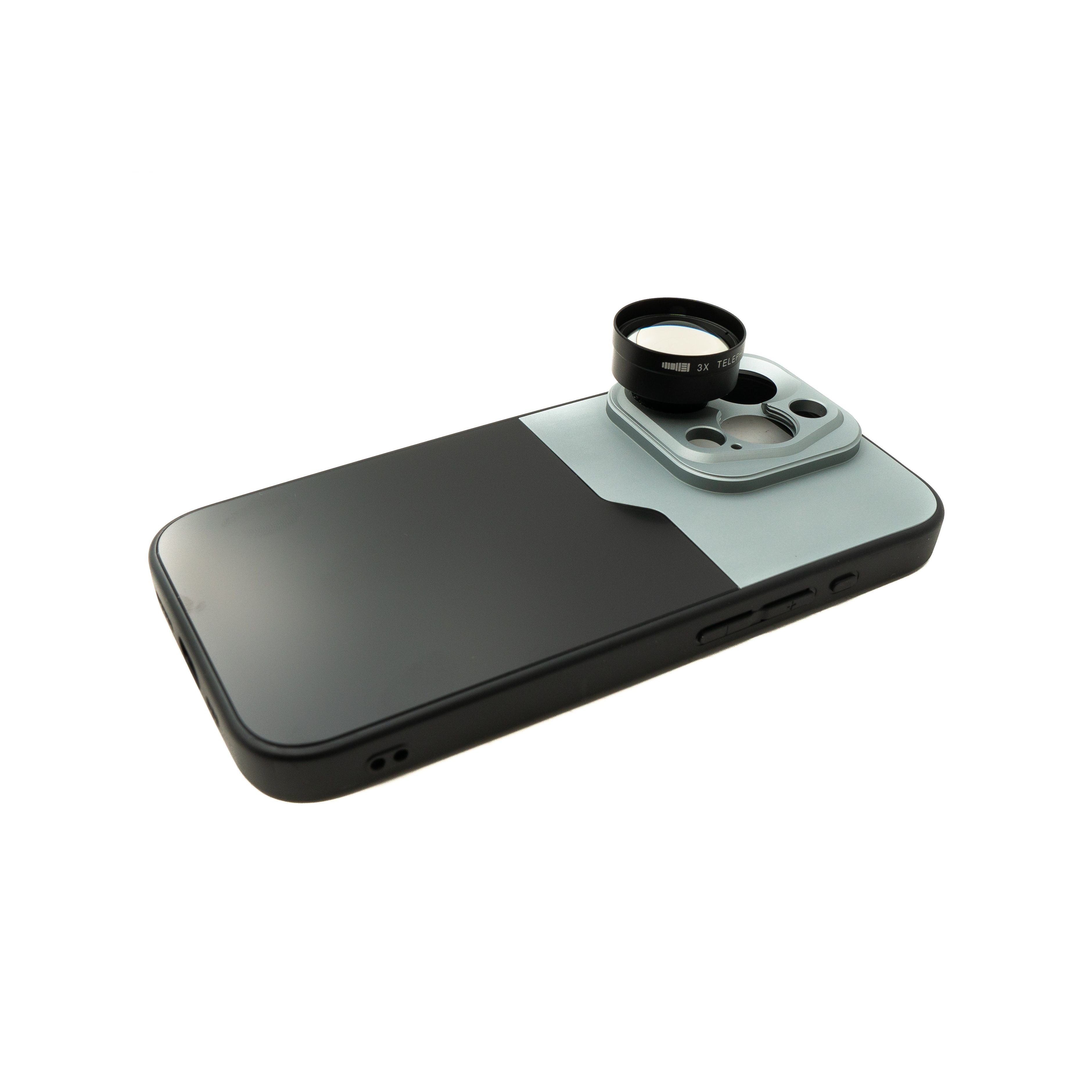 3x Teleobjektiv Zoom Linse Für iPhone 15 Pro Mit 37 Mm Filter Und Hülle Schwarz Grau