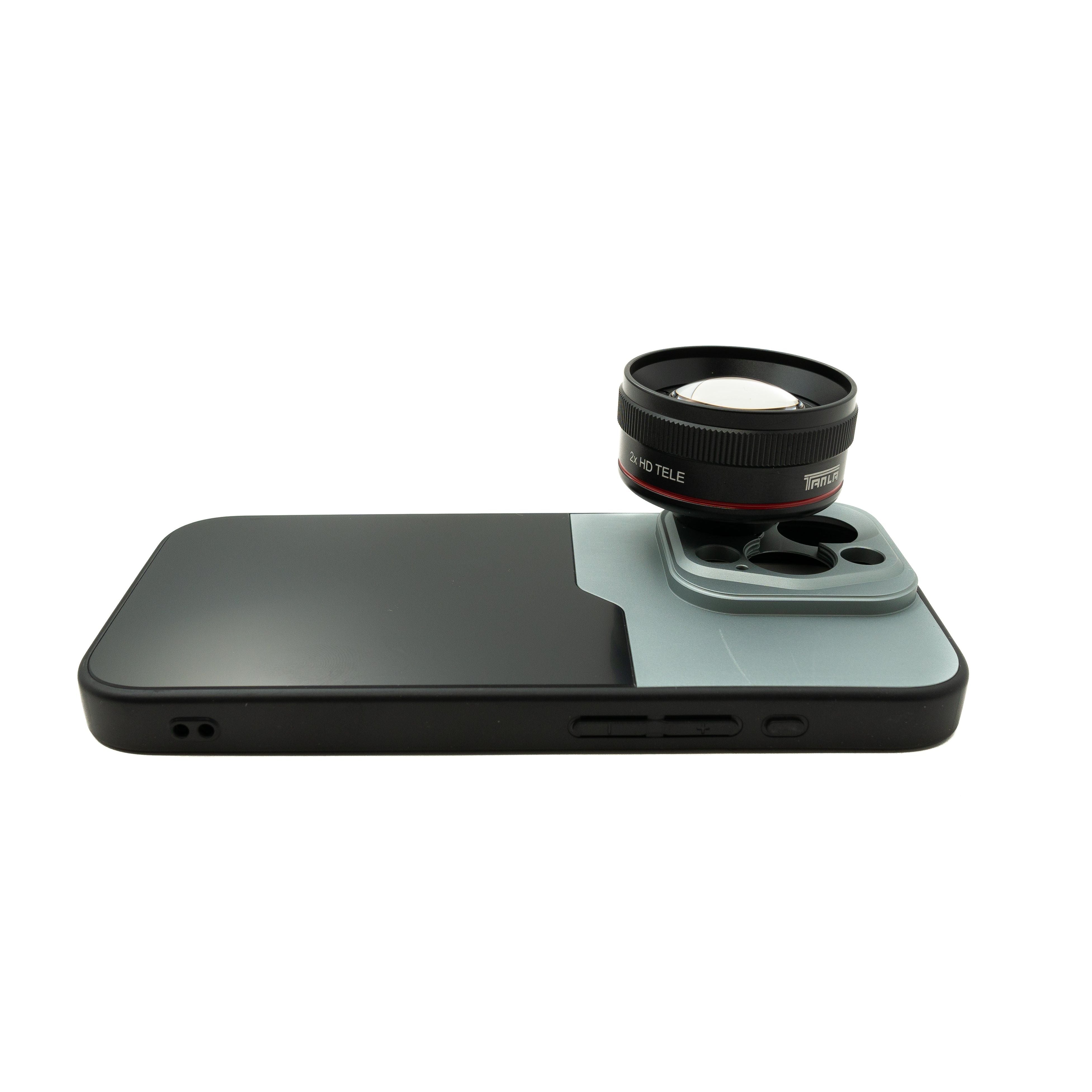 EF70mm Porträt Tele Objektiv Für iPhone 15 Pro Mit 37mm HD Filter Und Hülle Schwarz Grau