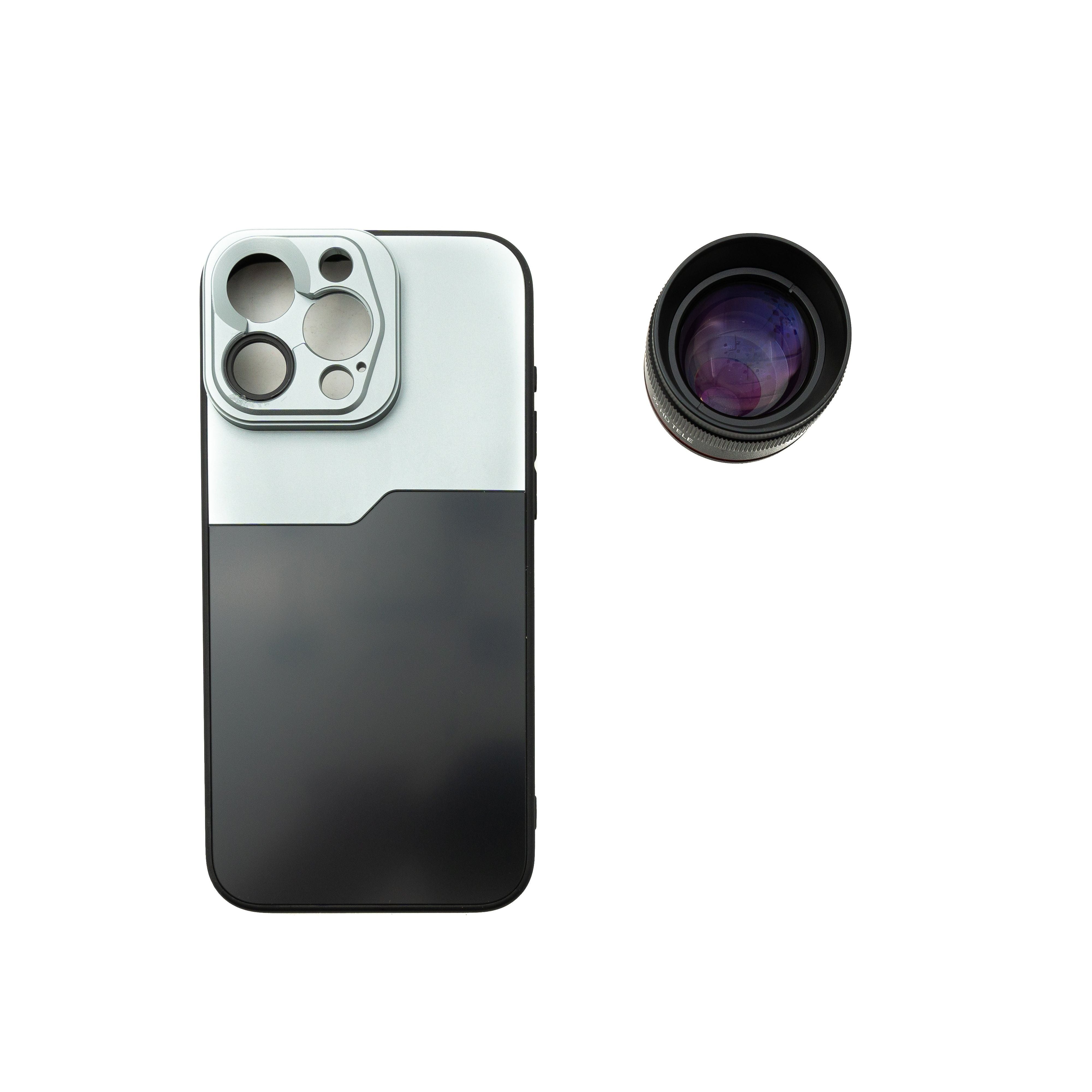 EF70mm Portrait Tele Objektiv Mit HD Filter Und Hülle Für iPhone 15 Pro Max In Schwarz Grau