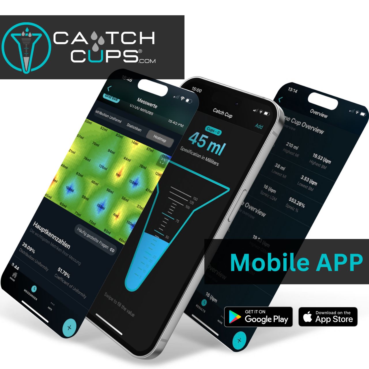 12er-Set CatchCups Bewässerungsaudit inkl. Mobile App für iOS und Android