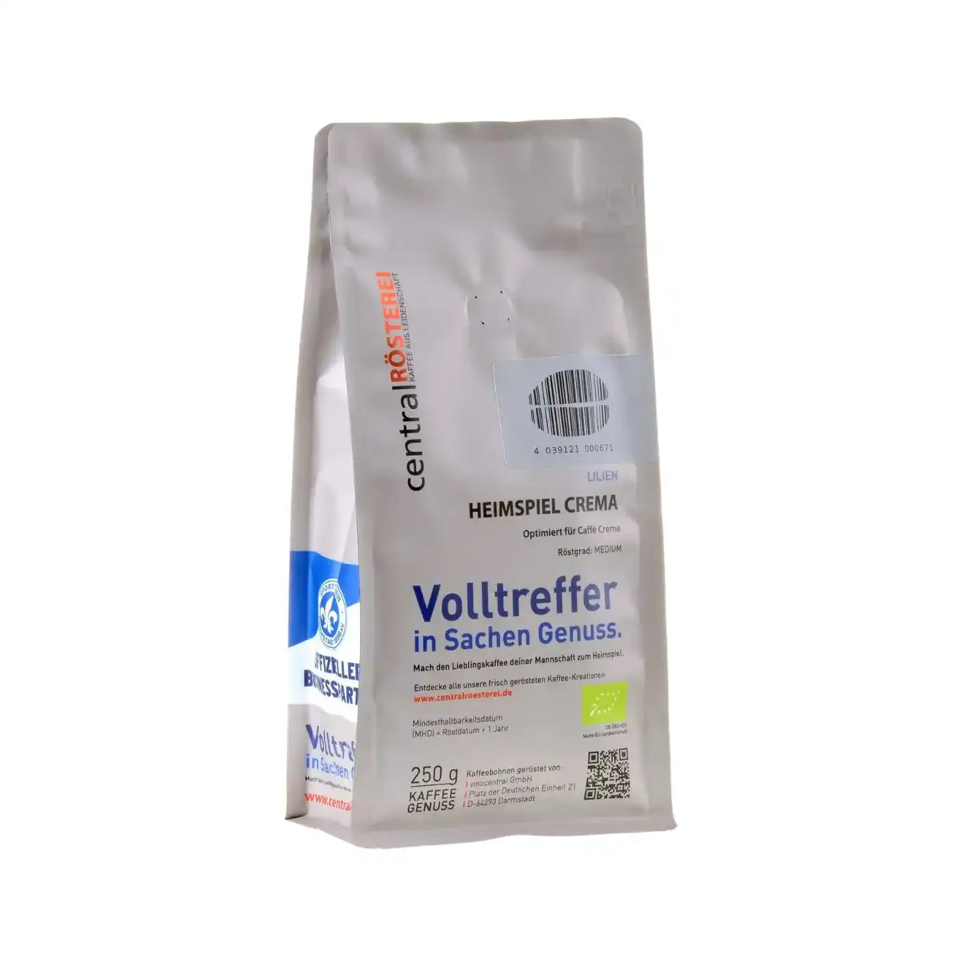 CentralRösterei Heimspiel Caffè Crema Bio Kakao Orange Intensiv 85 Prozent Peru Arabica 15 Prozent Tansania Robusta by RoasterGang