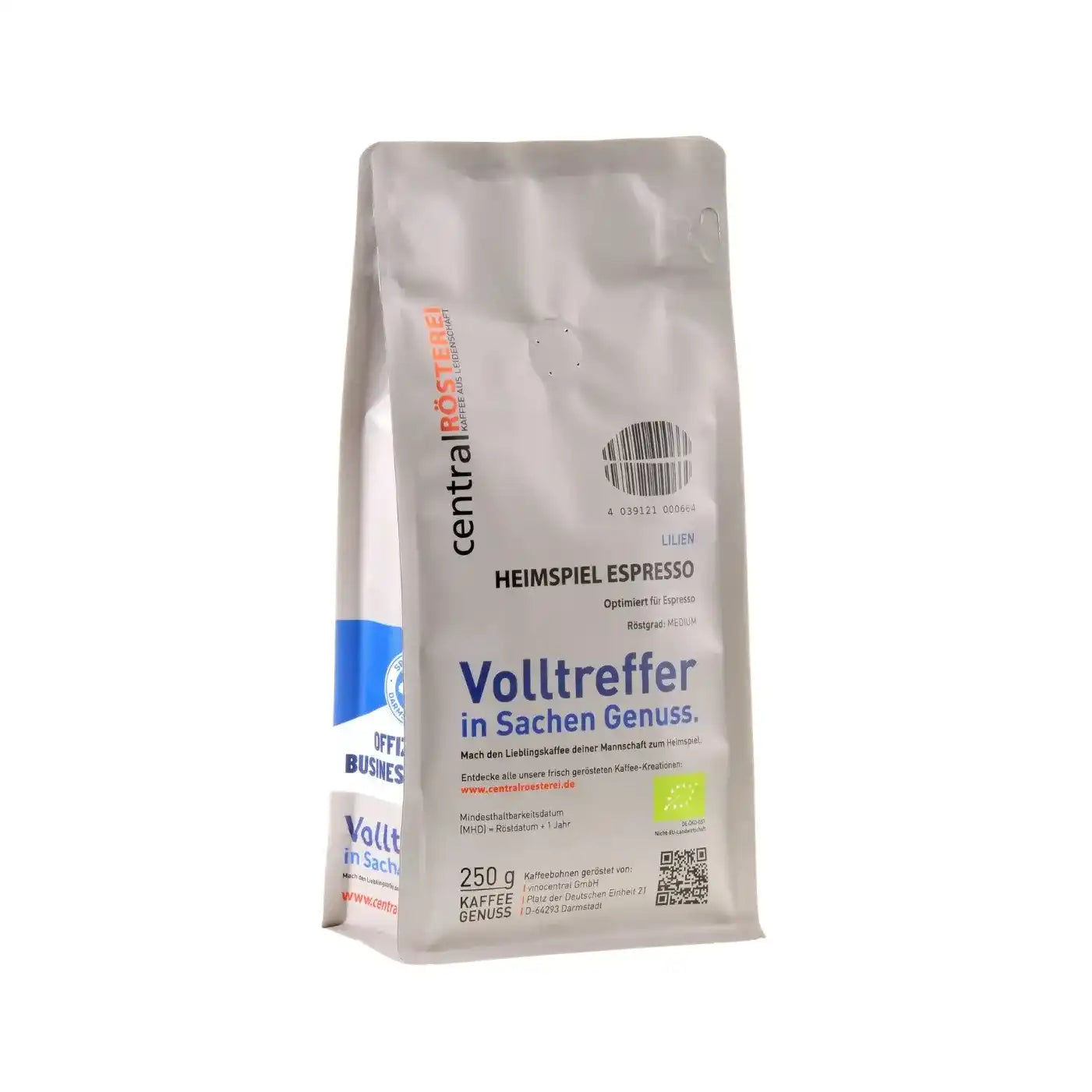 CentralRösterei Heimspiel Espresso Bio Kaffee 70 Prozent Peru Arabica 30 Prozent Tansania Robusta Kakao Orange Intensiv by RoasterGang