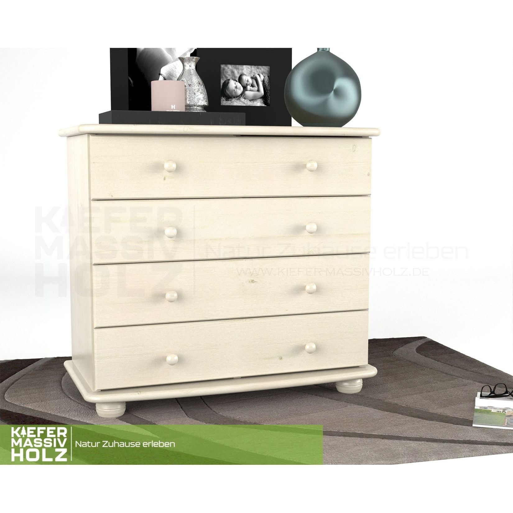 Claudia Kommode Sideboard | Anrichte | 4-XL Schubladen | 100% Bio Massivholz