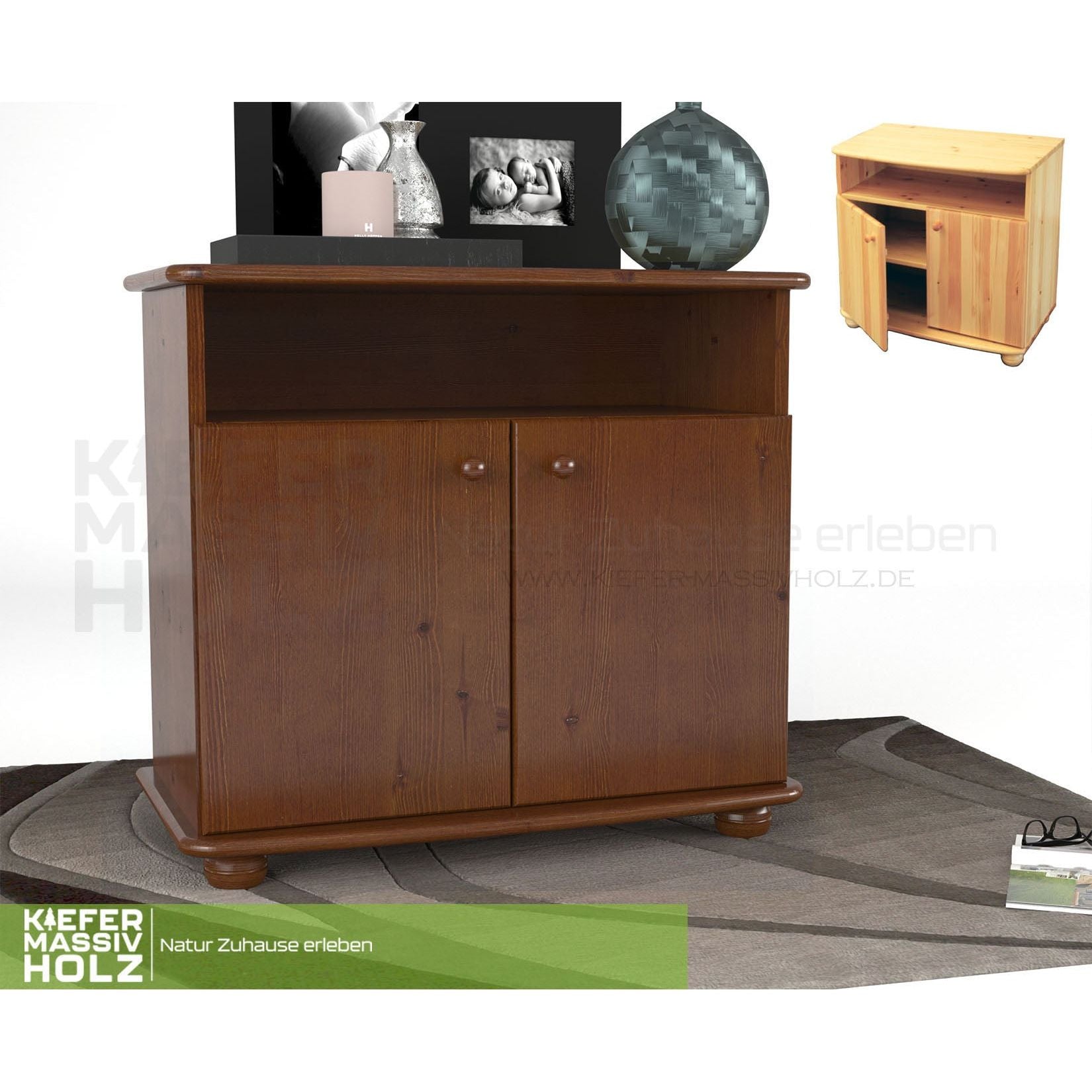 Claudia Kommode Sideboard | Anrichte | 2-Türig | 1. Regal | 100% Bio Massivholz