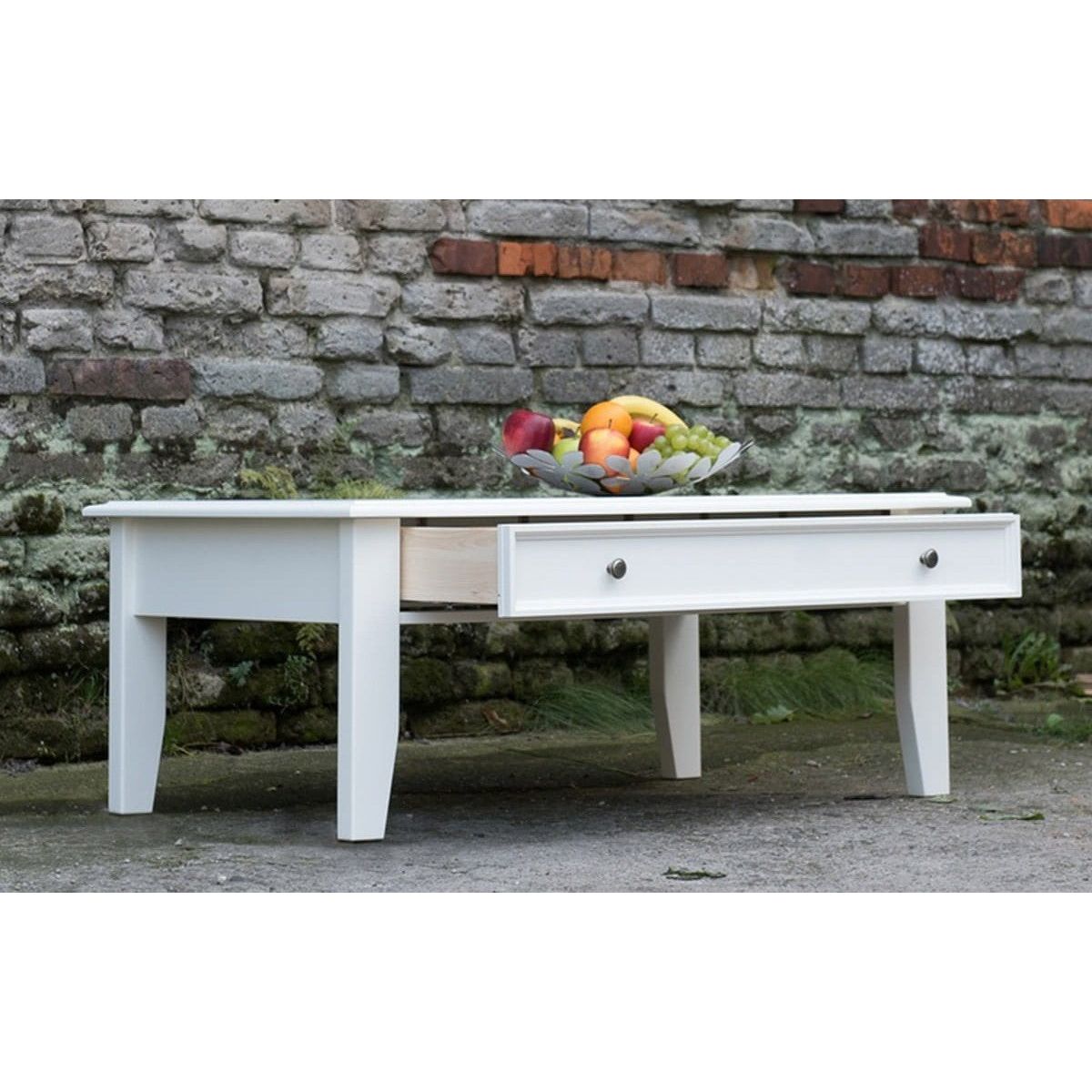 Bologna Elegante Massivholz Kiefer Couchtisch | Farbe weiß