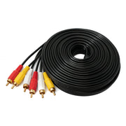 Cinch 3 RCA Kabel 10 Meter Hochwertig Stecker Zu Stecker Stereo Und Composite AV Schwarz