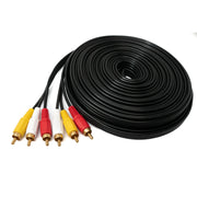 Cinch 3 RCA Kabel 15 Meter Lang Stecker Zu Stecker Stereo Und Composite AV Schwarz