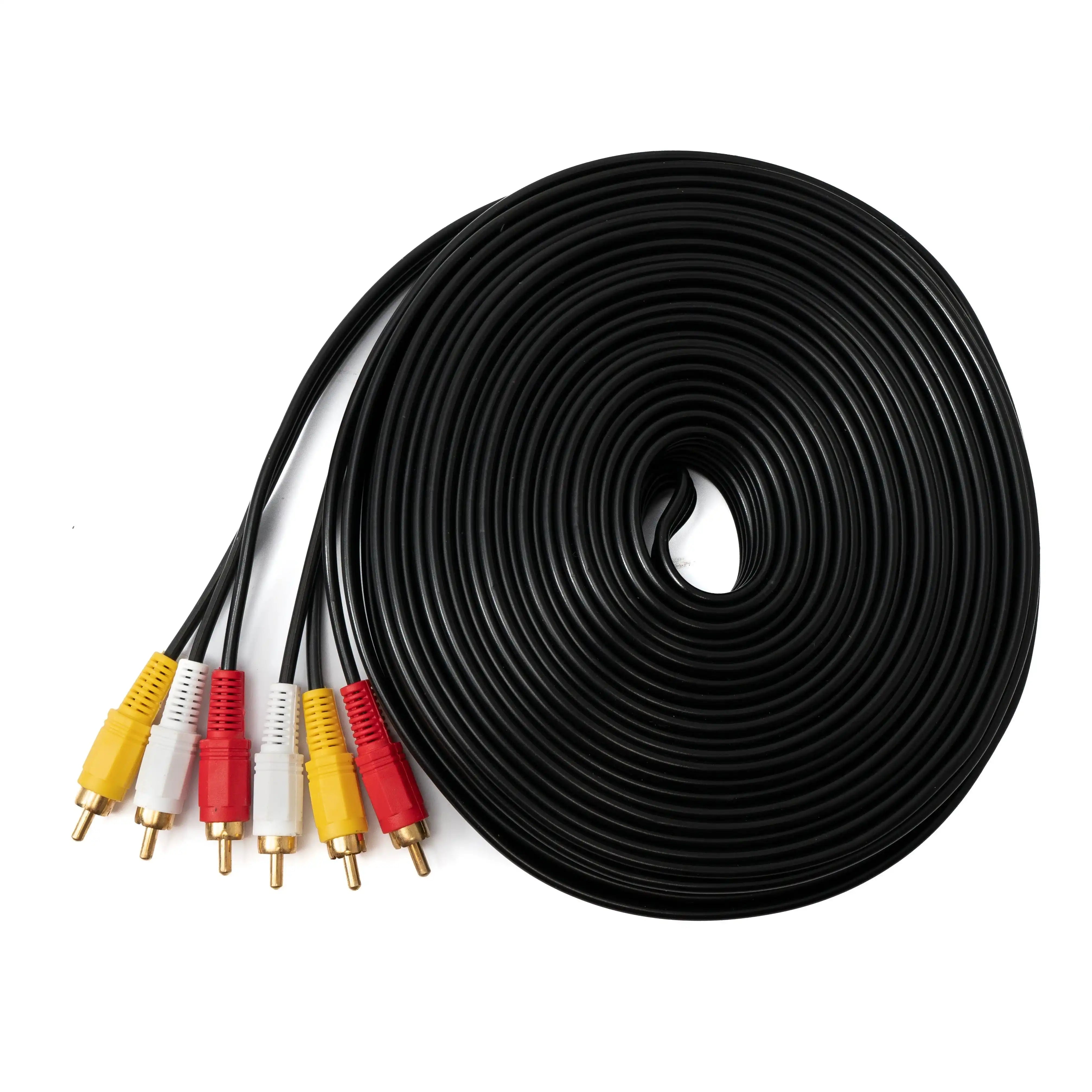 Cinch 3 RCA Kabel 15 Meter Lang Stecker Zu Stecker Stereo Und Composite AV Schwarz