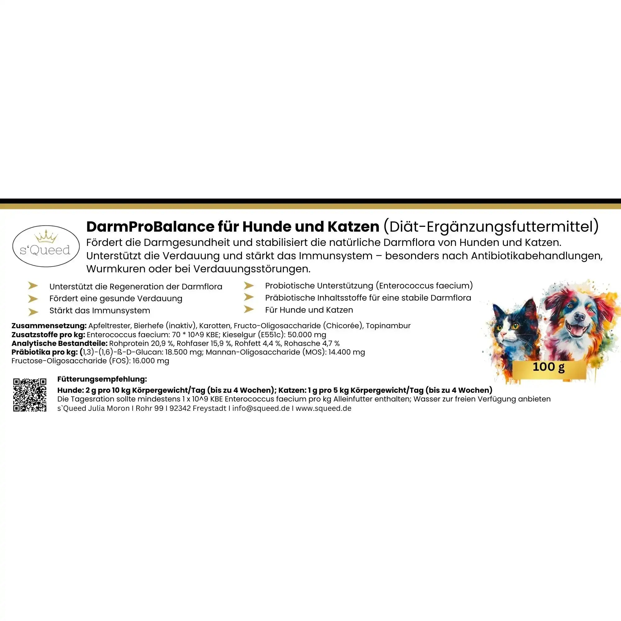 DarmProBalance Darmpulver Für Hund Gegen Durchfall Und Zum Aufbau Der Darmflora Natürliche Probiotische Unterstützung by s`Queed