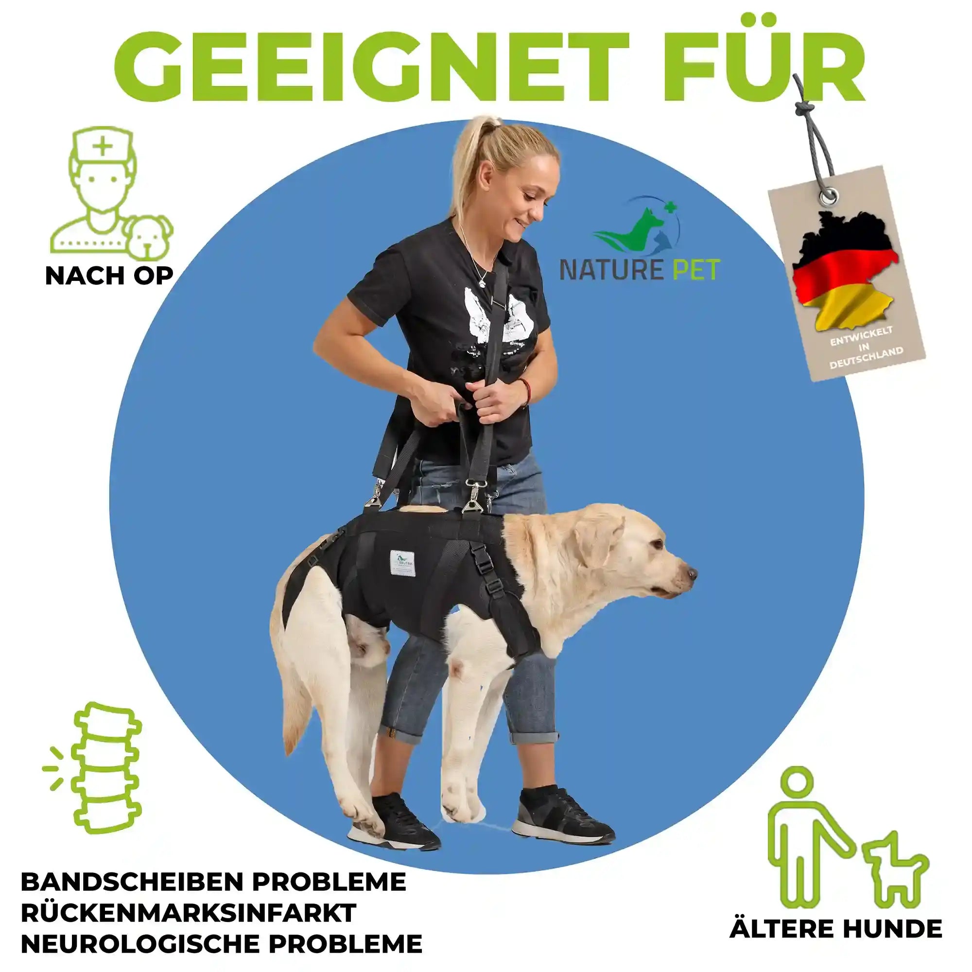 Durchgehende Tragehilfe für Hunde by Nature Pet