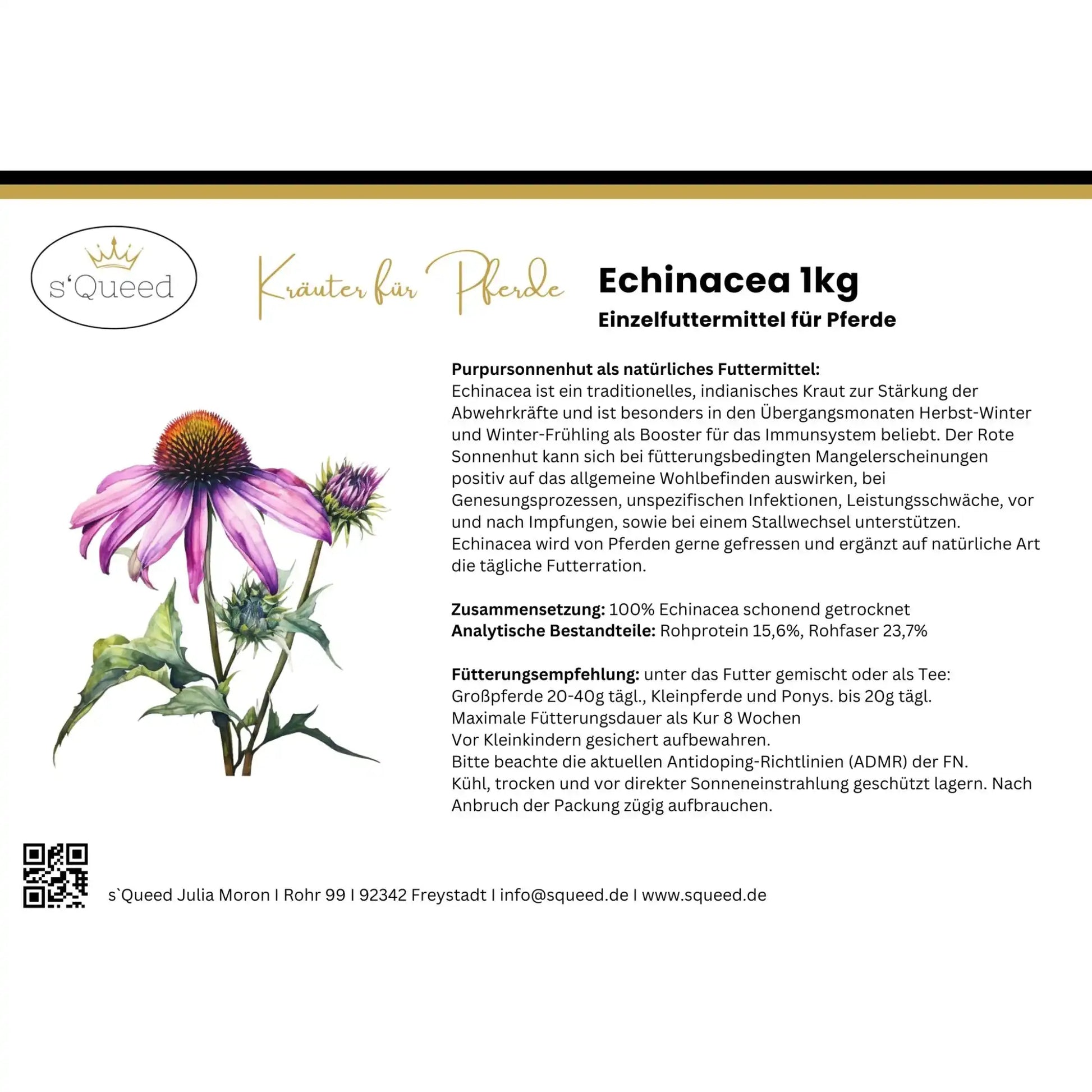 Echinacea Pferd Immunstärkung Zusatzfutter Für Das Immunsystem Und Abwehrkräfte In Belastungsphasen by s`Queed