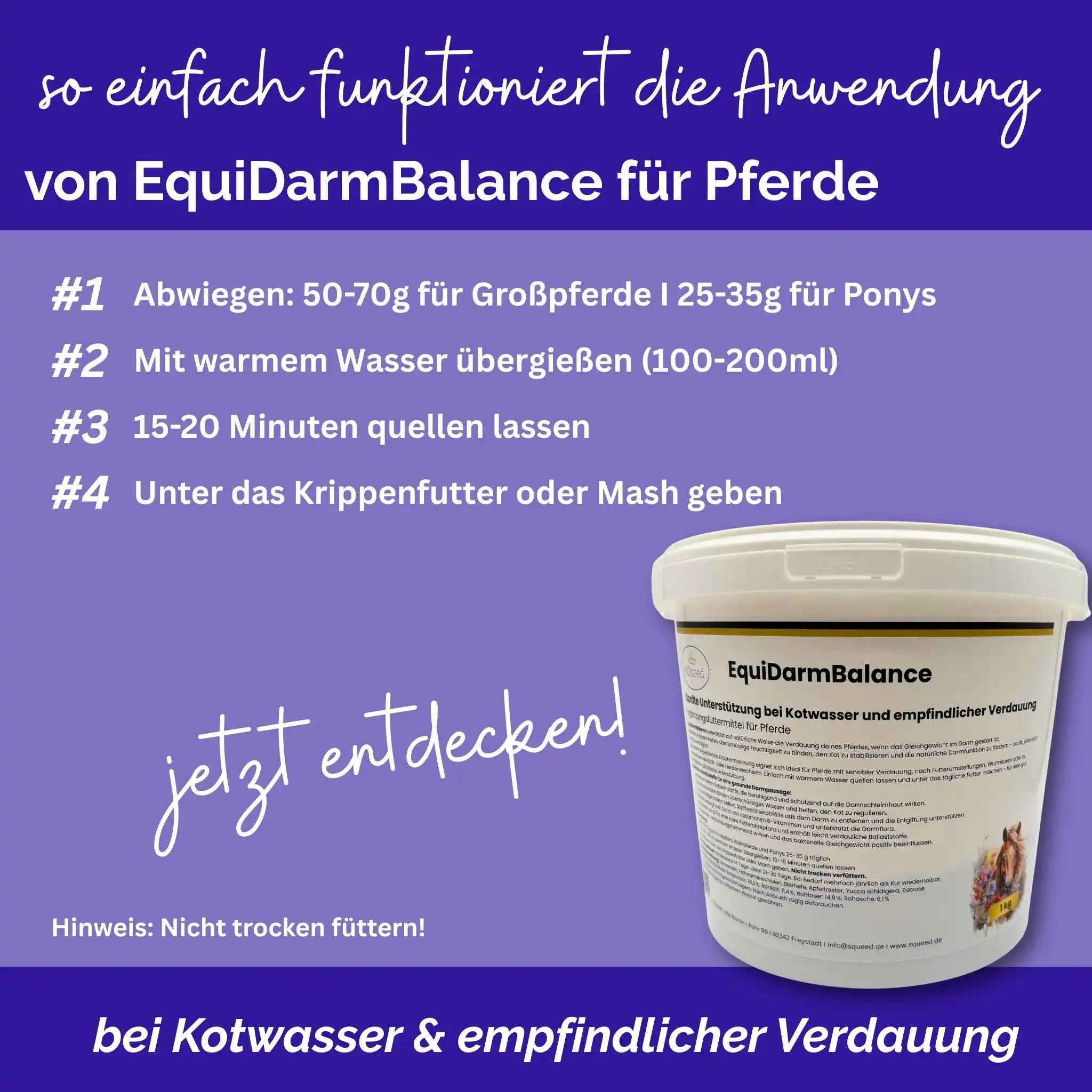 EquiDarmBalance Natürliches Zusatzfutter Für Pferde Bei Kotwasser Und Durchfall Mit Pflanzlichem Wirkansatz by s`Queed