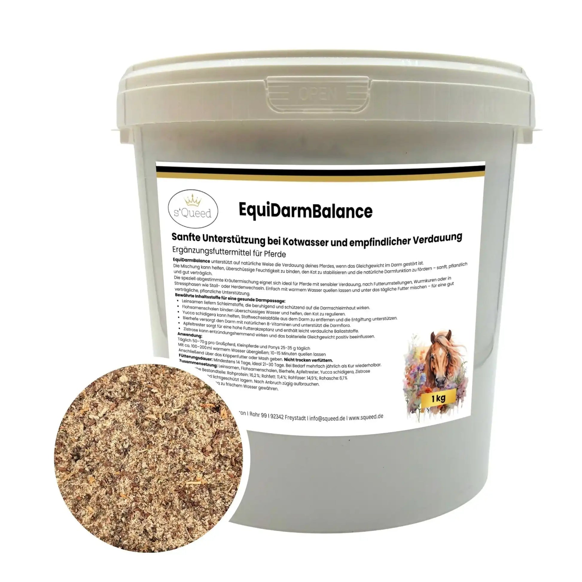 EquiDarmBalance Natürliches Zusatzfutter Für Pferde Bei Kotwasser Und Durchfall Mit Pflanzlichem Wirkansatz by s`Queed