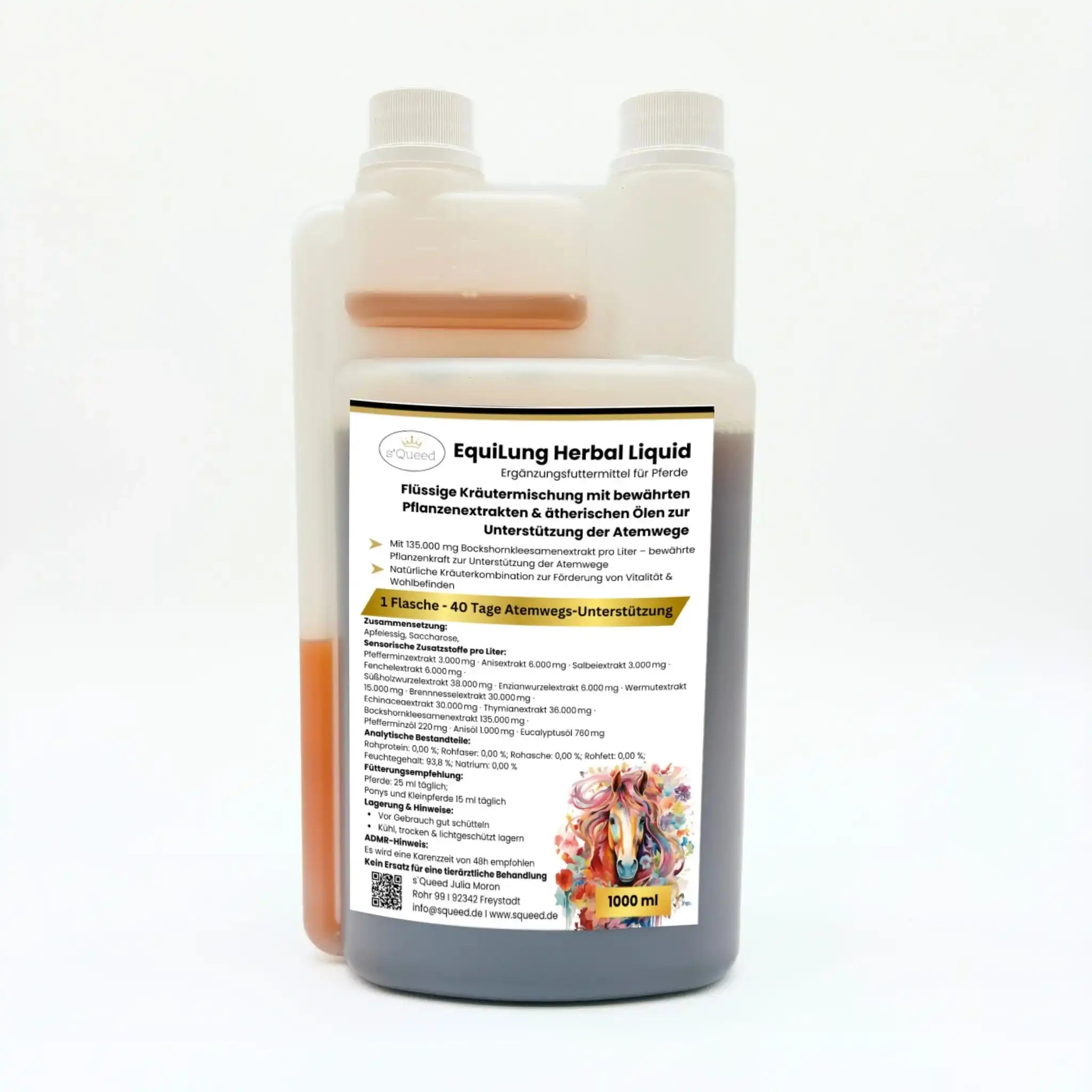 3er Vorteilspaket EquiLung Herbal Liquid Flüssiges Ergänzungsfuttermittel Für Pferde Zur Unterstützung Der Atemwege by s`Queed