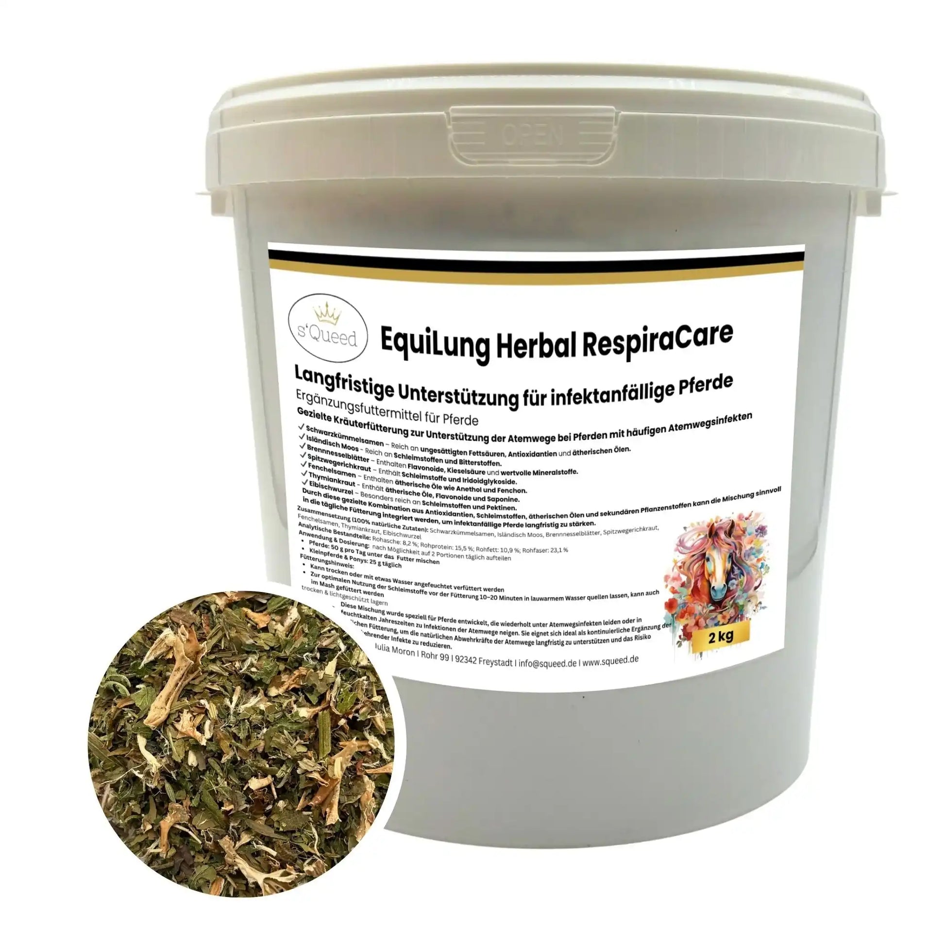 EquiLung Herbal RespiraCare Kräutermischung Für Pferde Zur Langzeitfütterung Bei Beanspruchten Atemwegen by s`Queed