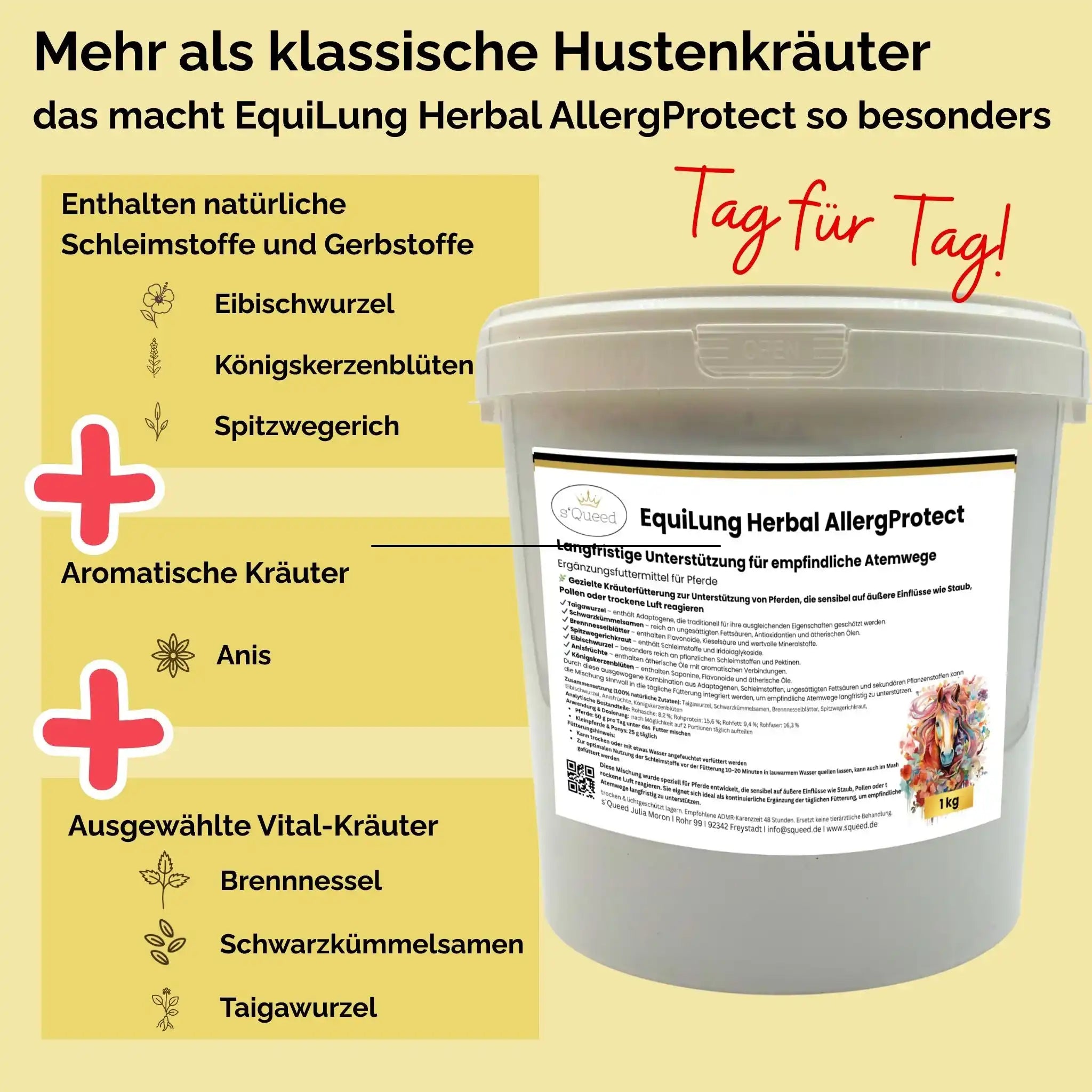 EquiLung Herbal AllergProtect Kräutermischung Für Pferde Zur Langzeitunterstützung Empfindlicher Atemwege Staub Pollen by s`Queed